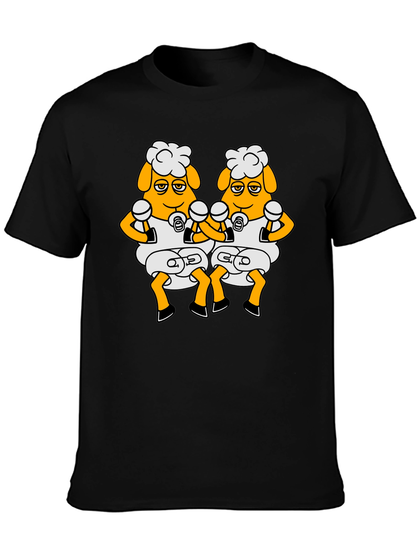 Funny Sheep Boxing T-Shirt - Black Cartoon Design