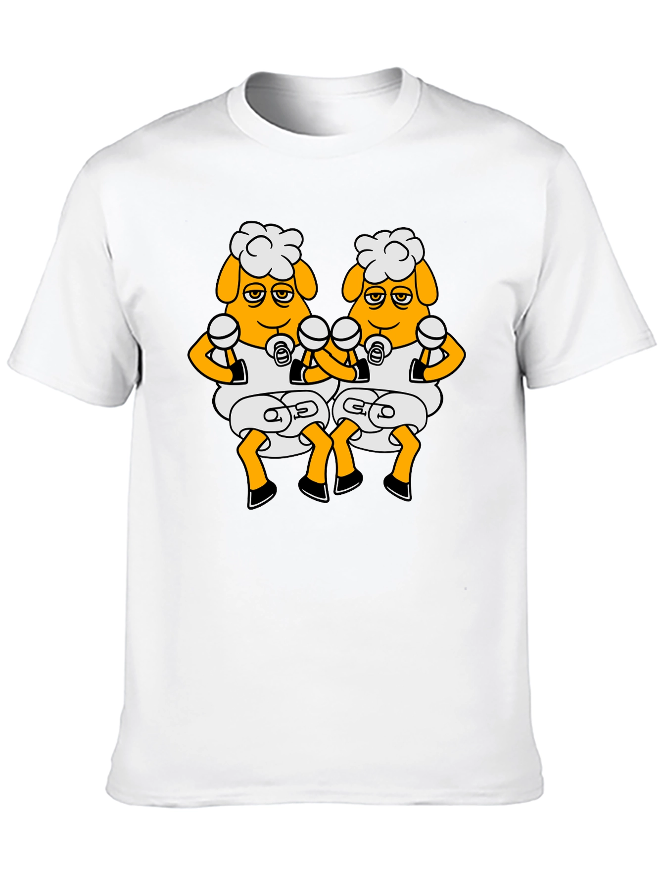 Funny Sheep Boxing T-Shirt - Black Cartoon Design