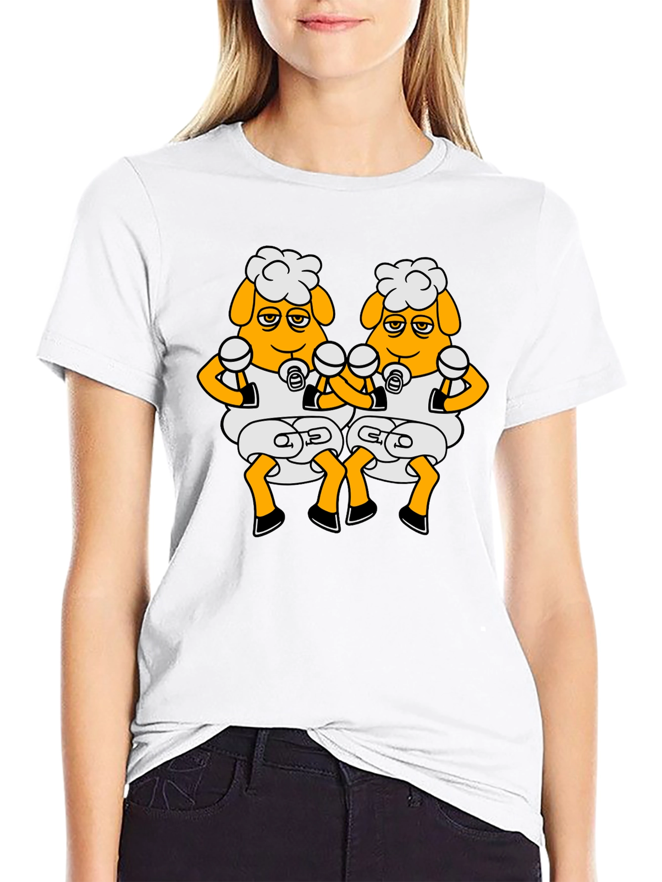 Funny Sheep Boxing T-Shirt - Black Cartoon Design
