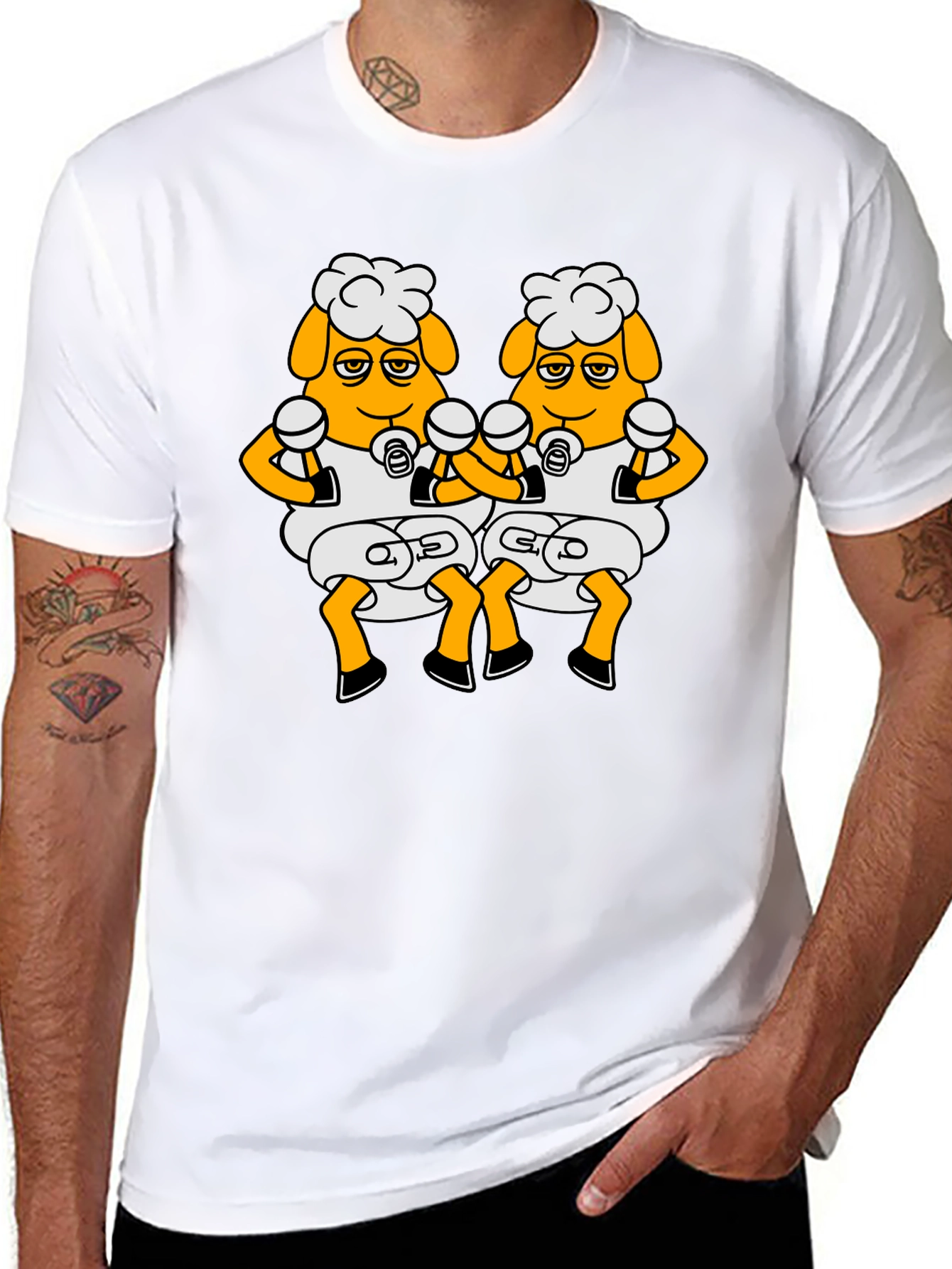 Funny Sheep Boxing T-Shirt - Black Cartoon Design