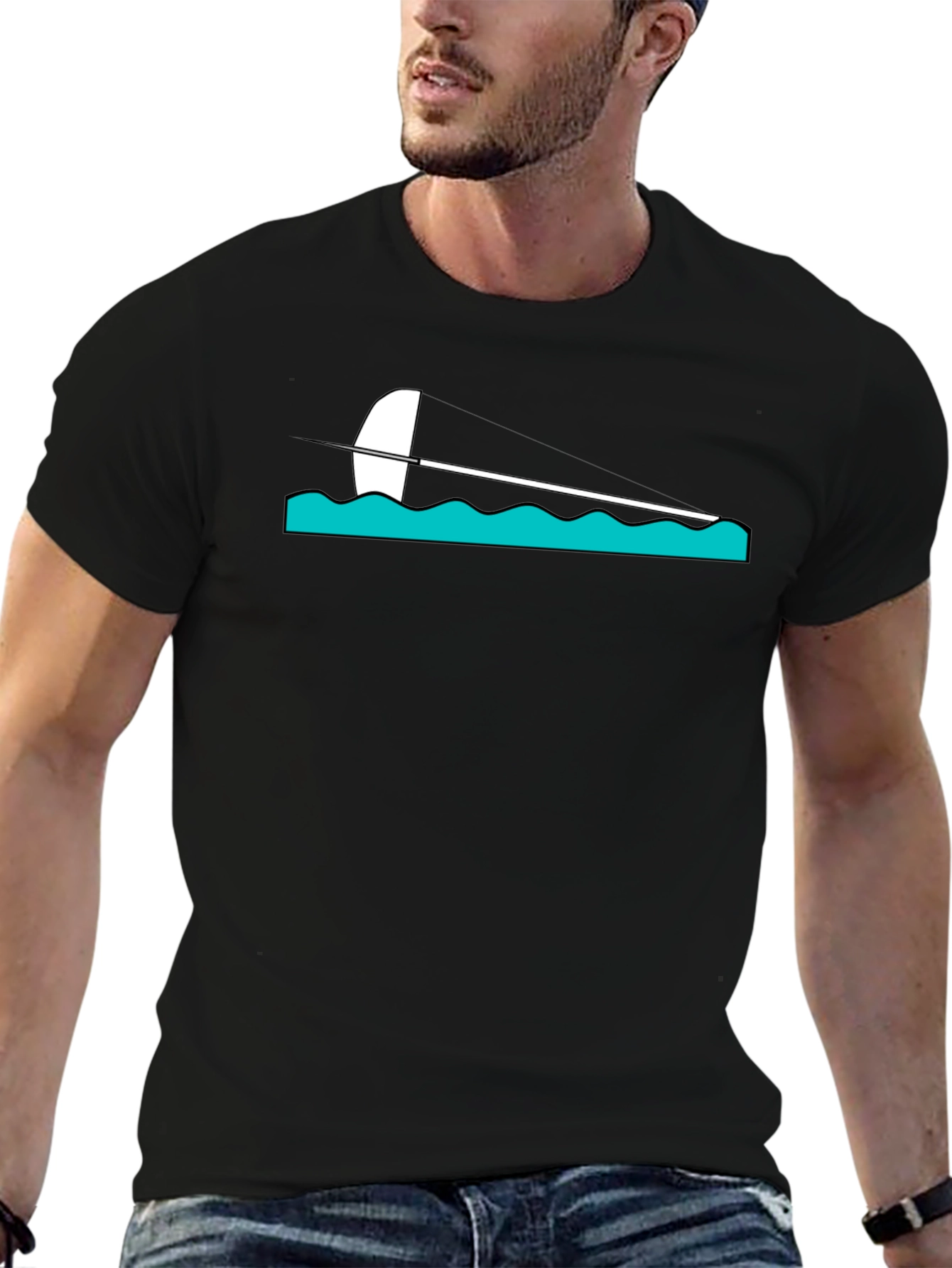 Sailing Graphic Tee - Black Cotton Blend