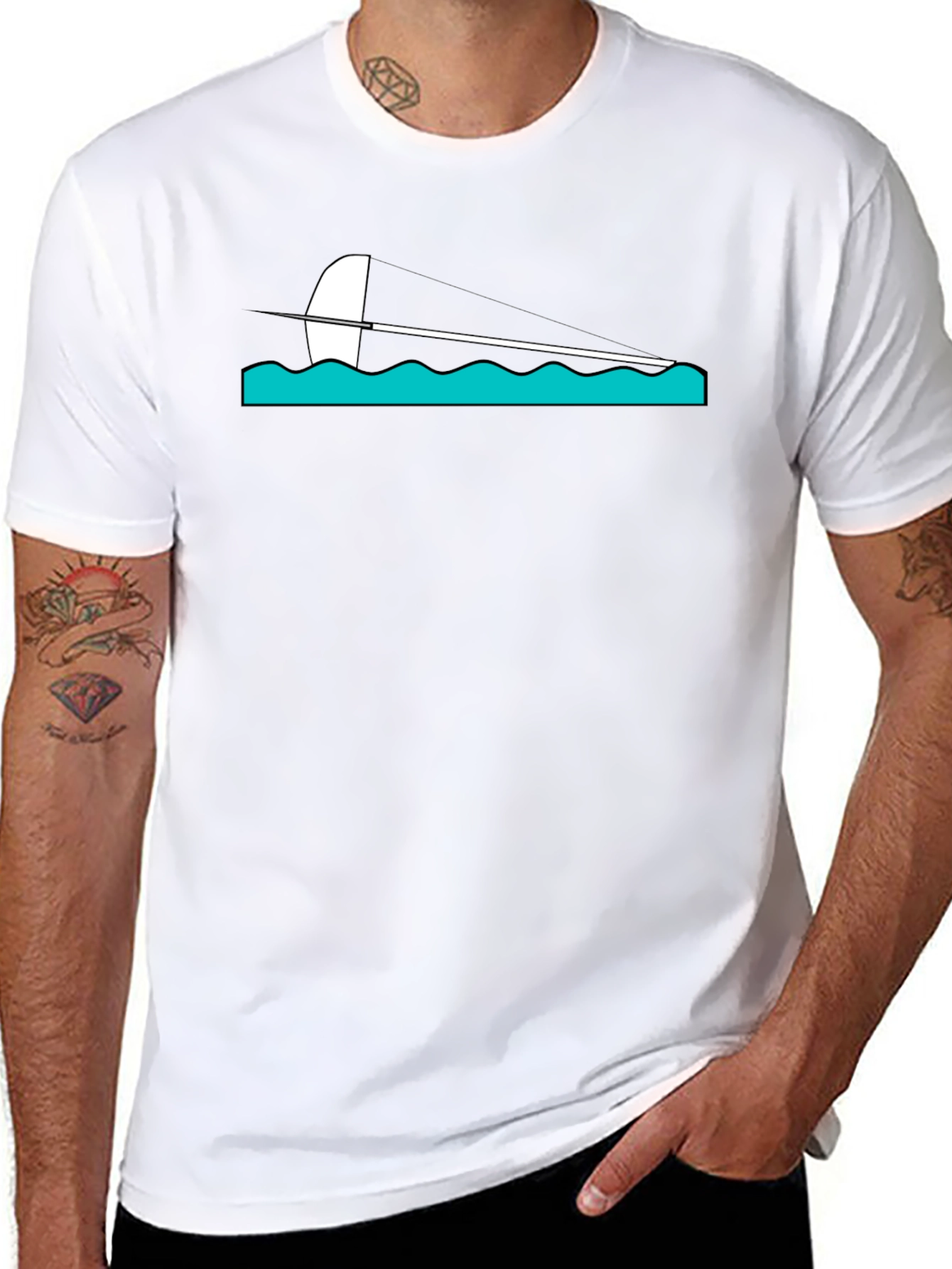 Sailing Graphic Tee - Black Cotton Blend