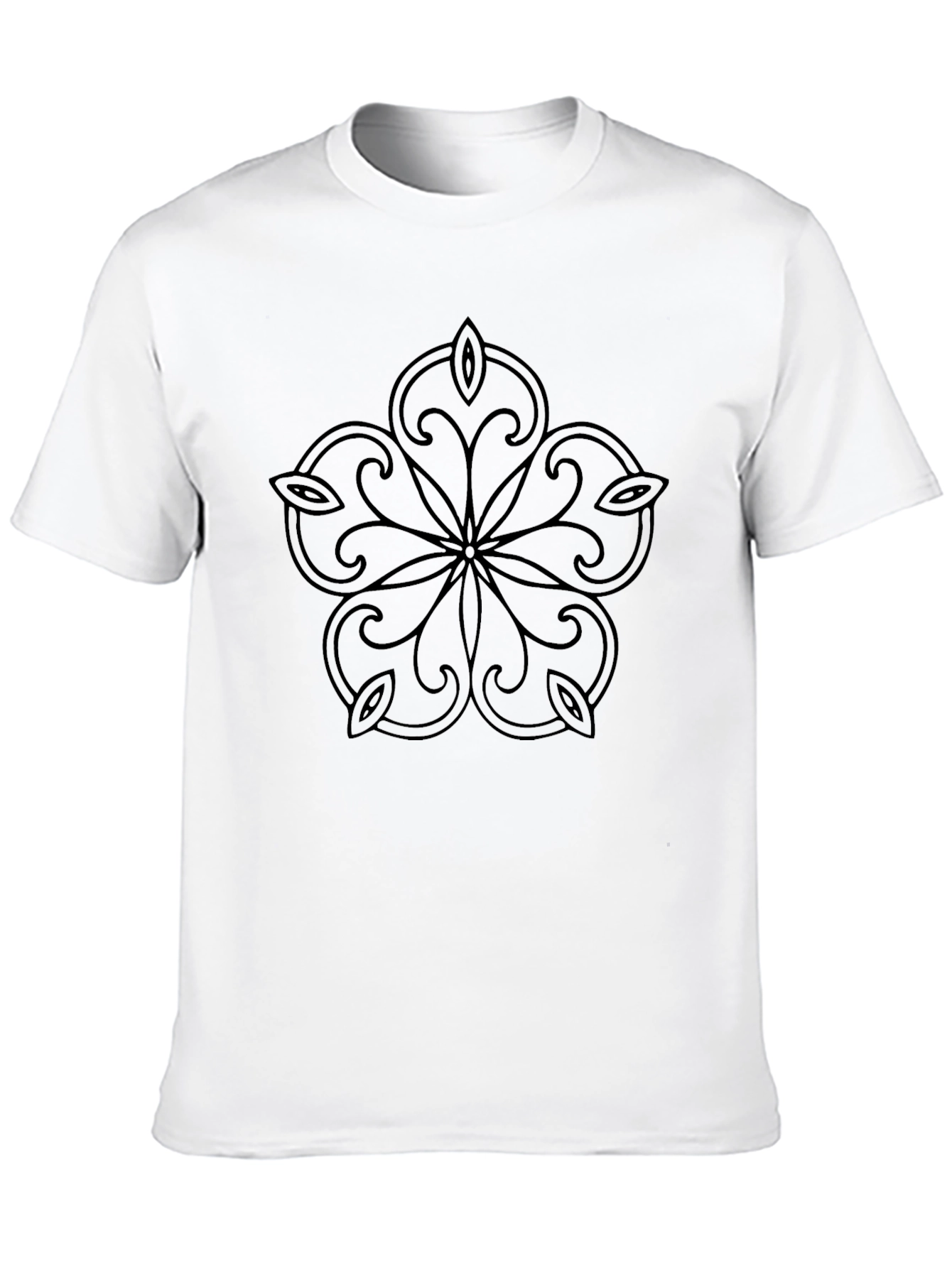 Black T-Shirt with Floral Graphic