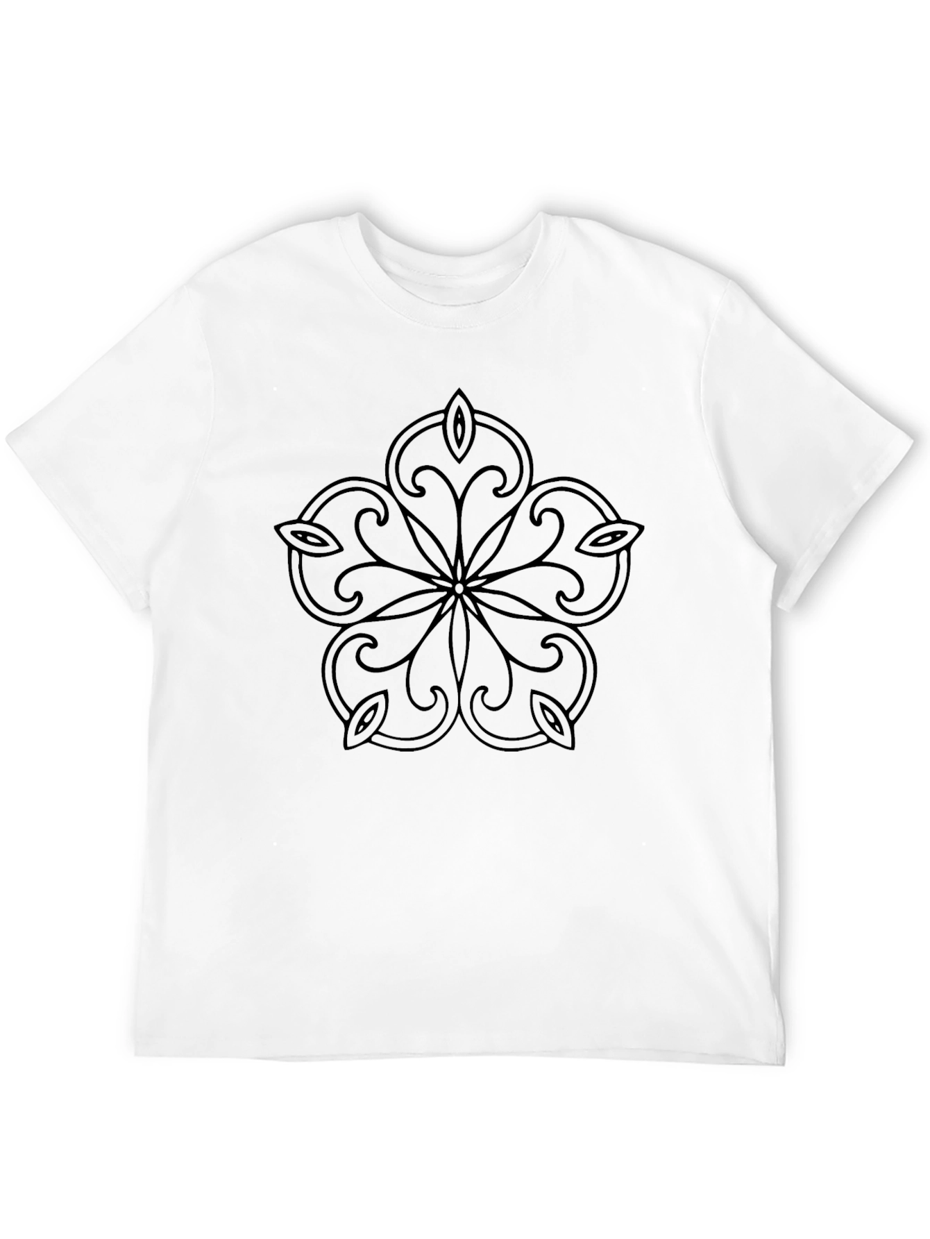 Black T-Shirt with Floral Graphic