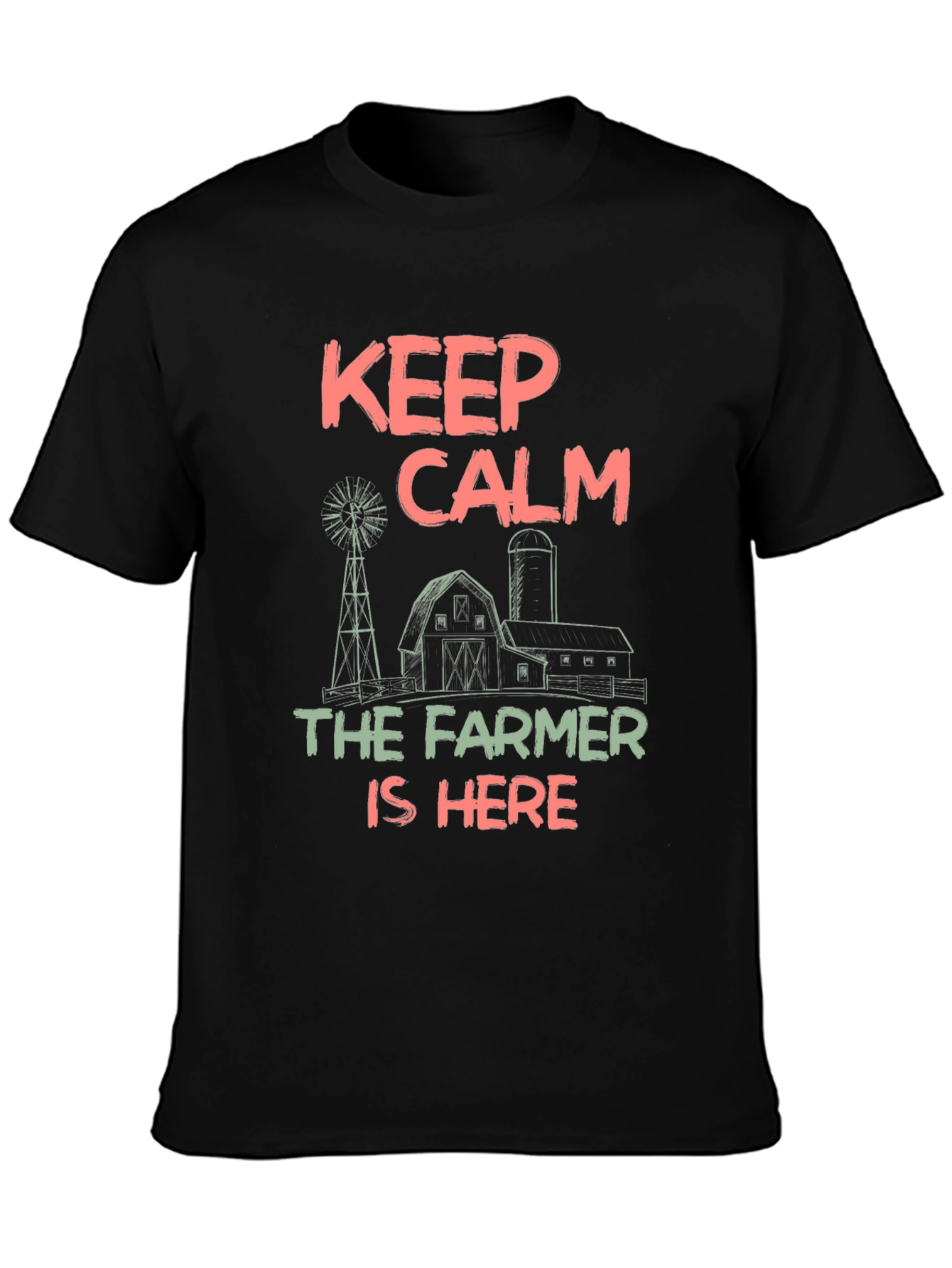 Keep Calm Farmer T-Shirt - Black Cotton
