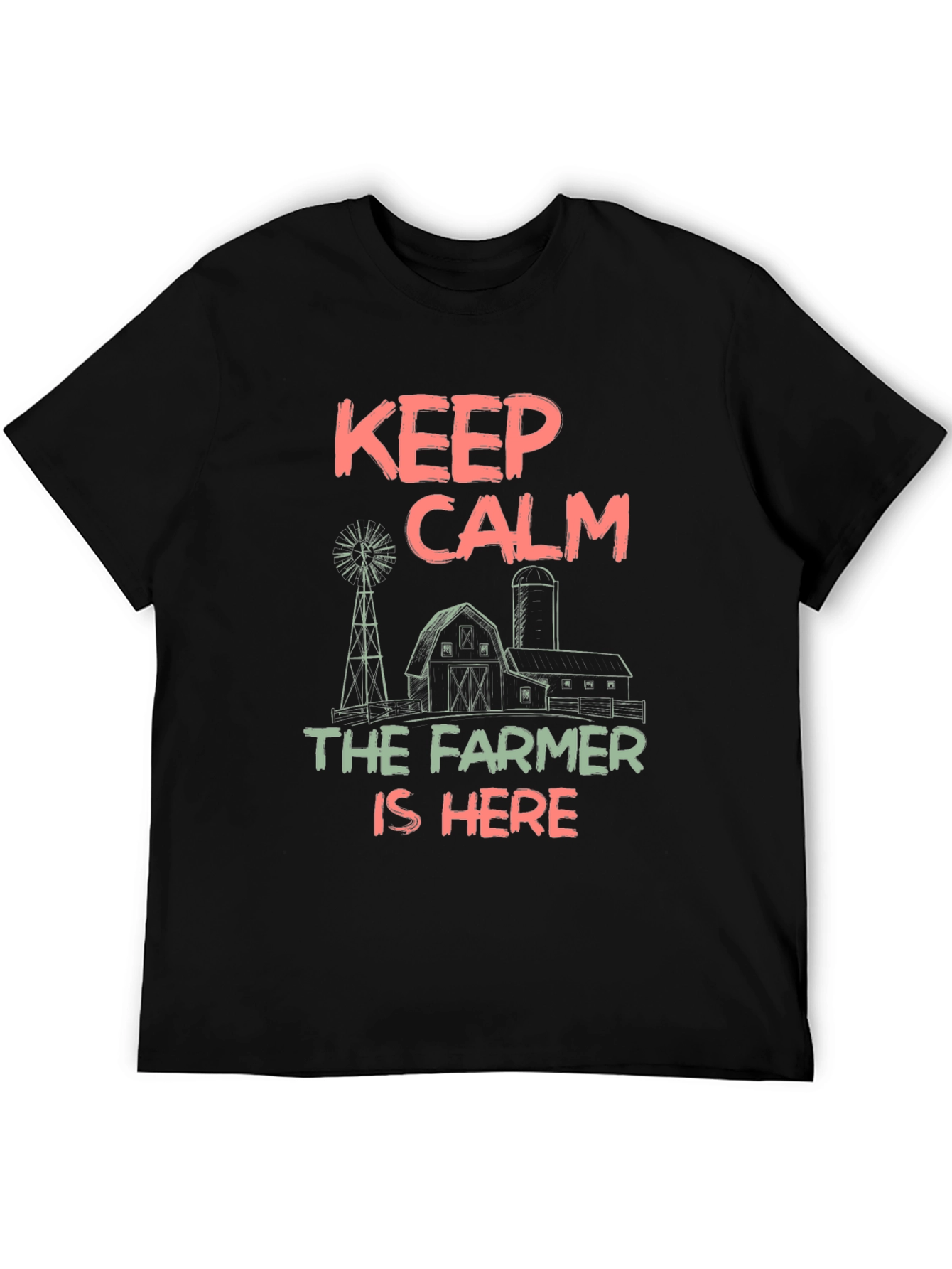 Keep Calm Farmer T-Shirt - Black Cotton