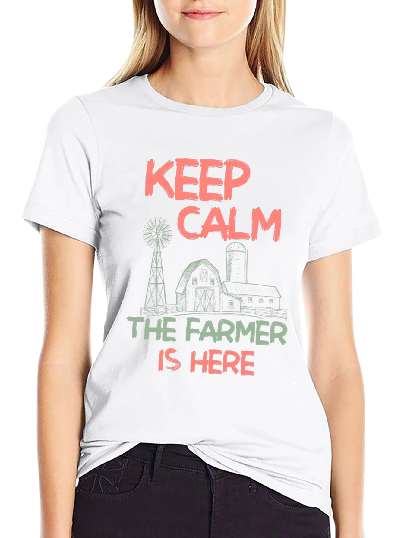 Keep Calm Farmer T-Shirt - Black Cotton