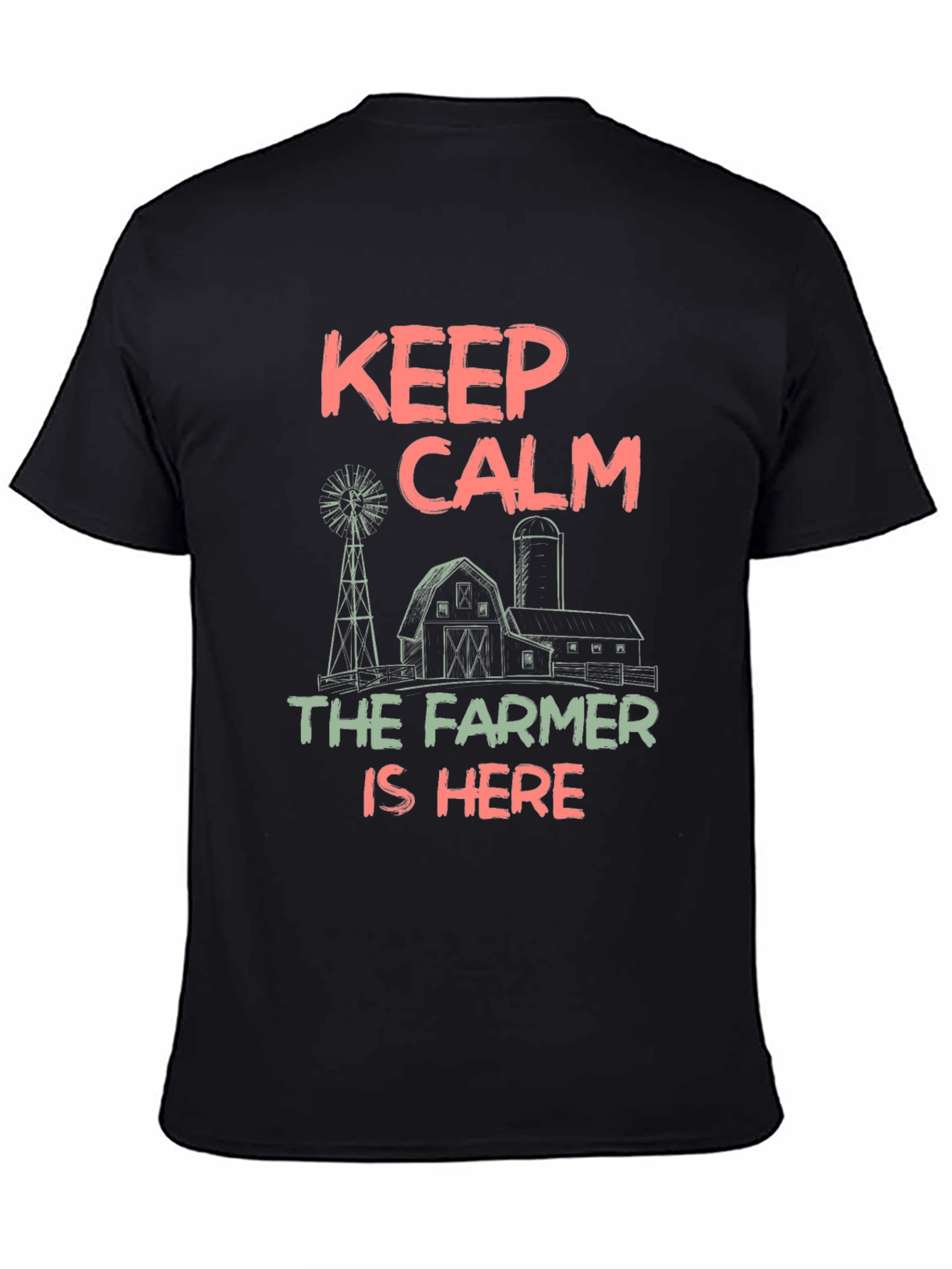 Keep Calm Farmer T-Shirt - Black Cotton