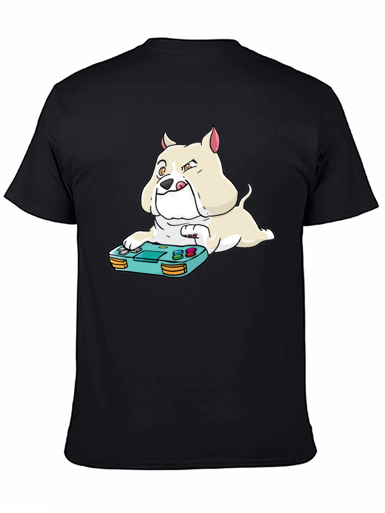 Gamer Dog Graphic Tee - Black Casual T-Shirt