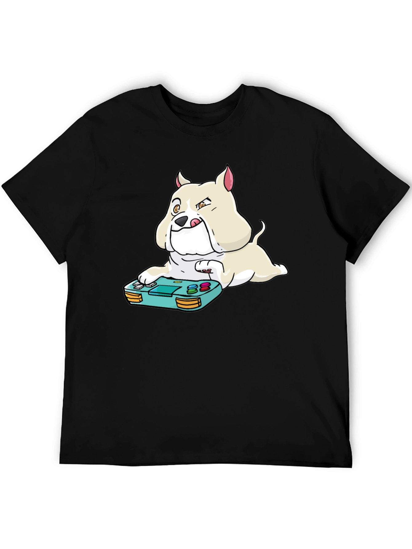 Gamer Dog Graphic Tee - Black Casual T-Shirt