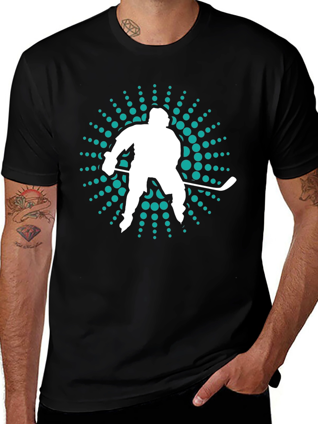 Hockey Player Graphic Tee - Sporty Mens T-Shirt