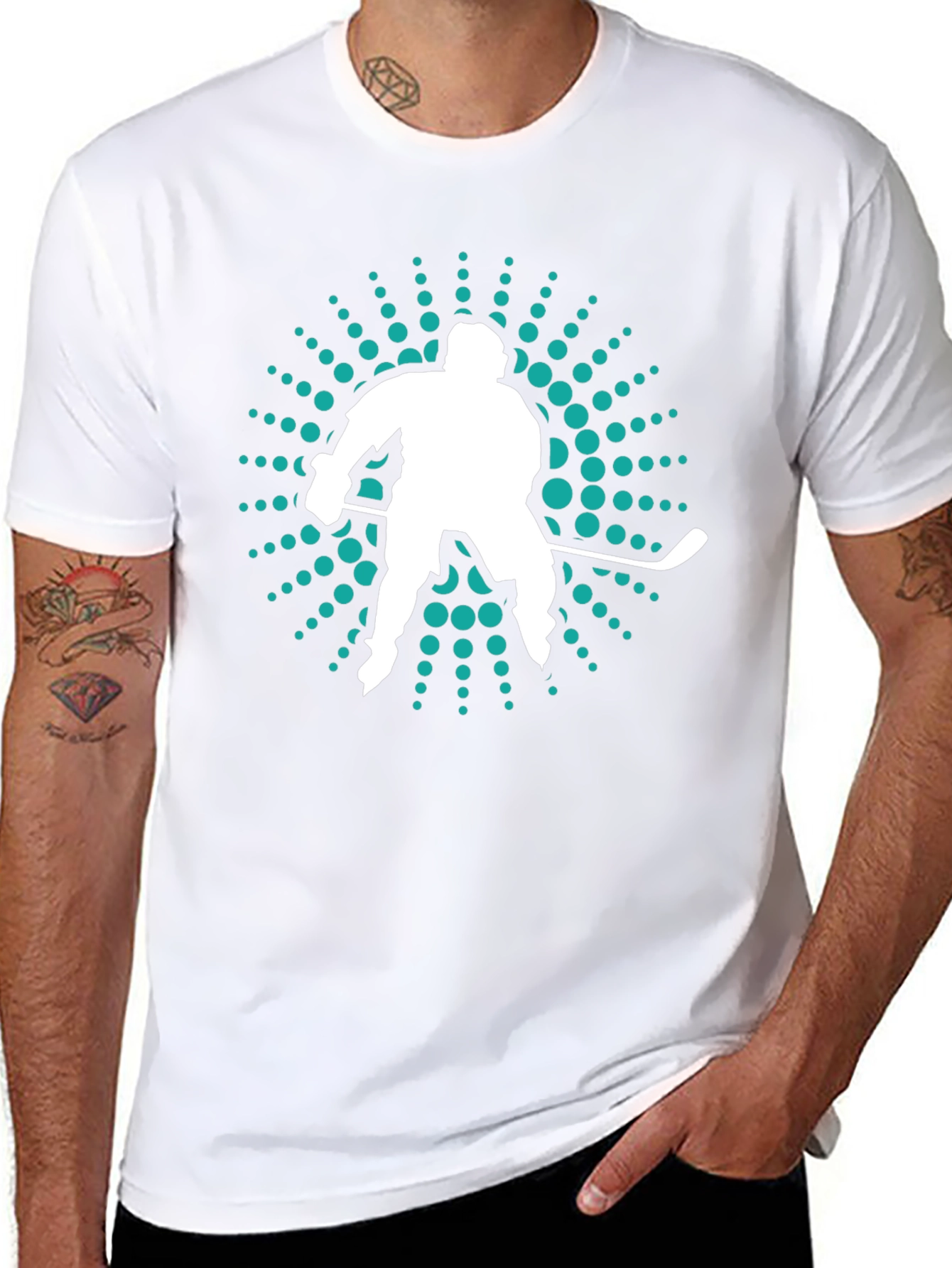 Hockey Player Graphic Tee - Sporty Mens T-Shirt