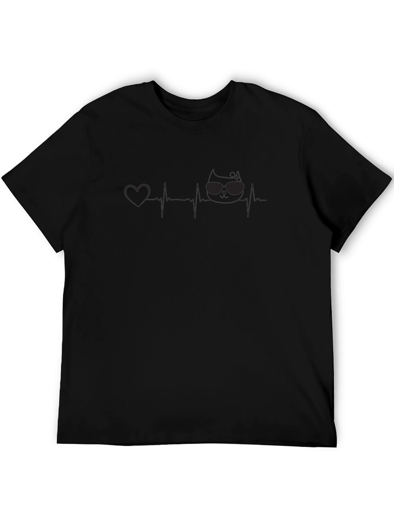 Cool Cat Heartbeat T-Shirt - Black