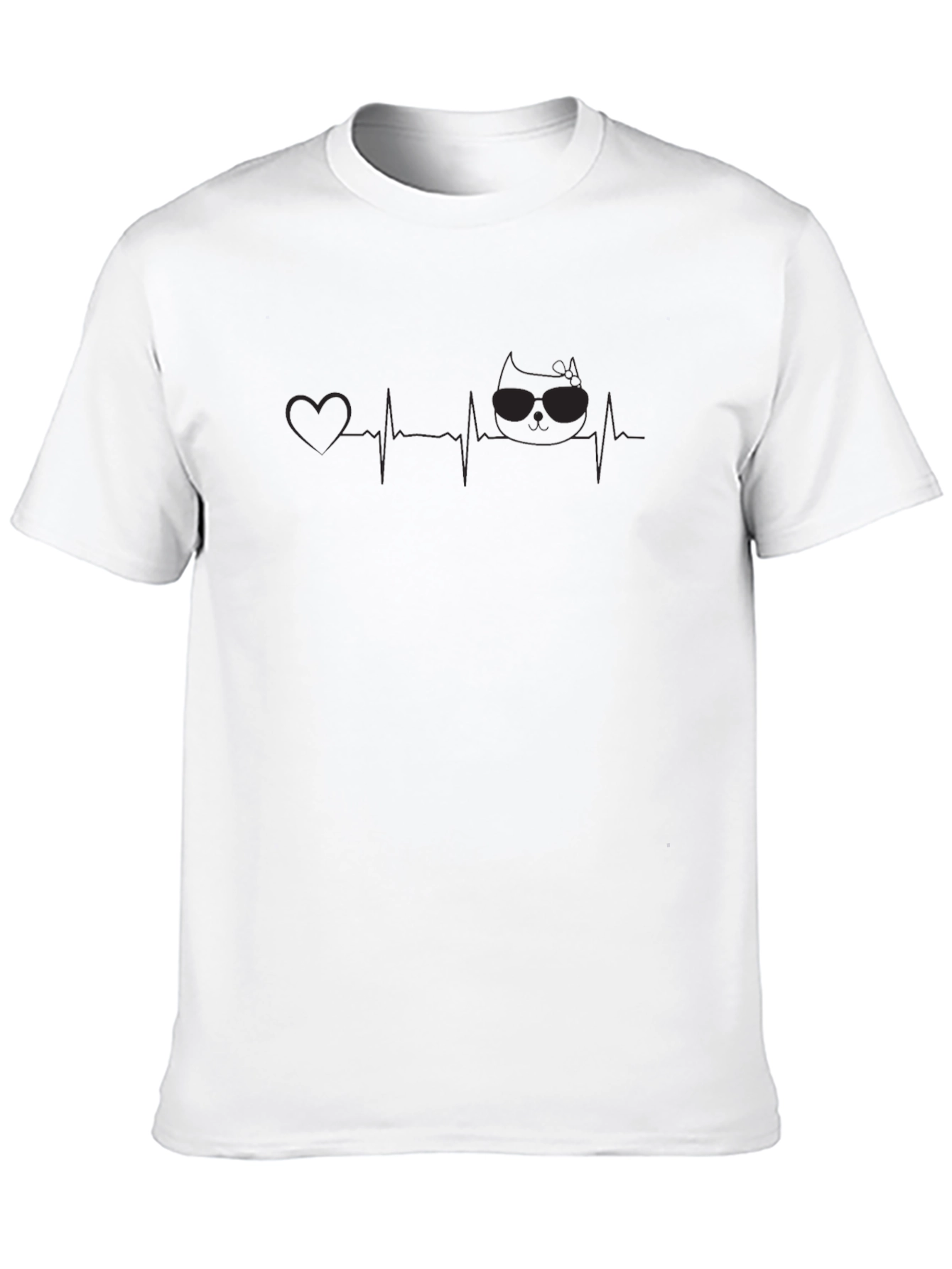 Cool Cat Heartbeat T-Shirt - Black