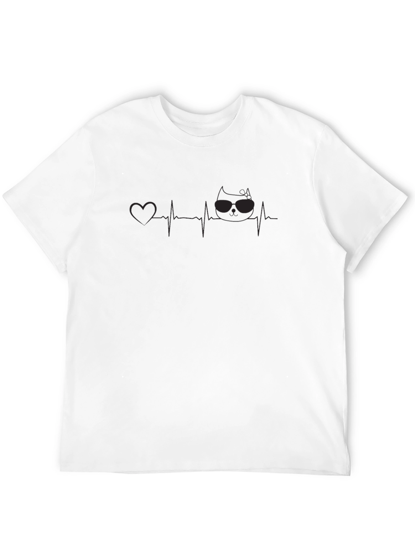 Cool Cat Heartbeat T-Shirt - Black