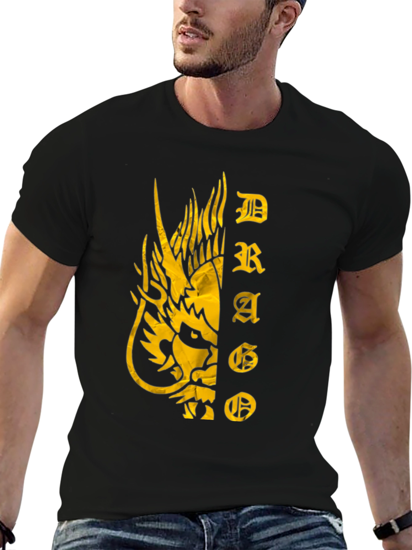 Dragon Graphic Print T-Shirt - Black Tee