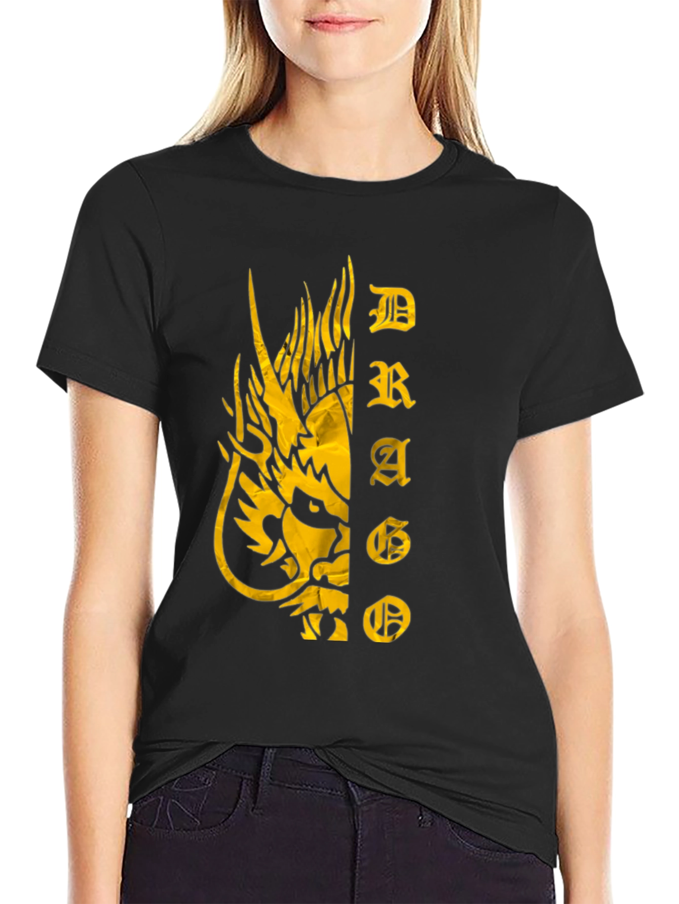 Dragon Graphic Print T-Shirt - Black Tee
