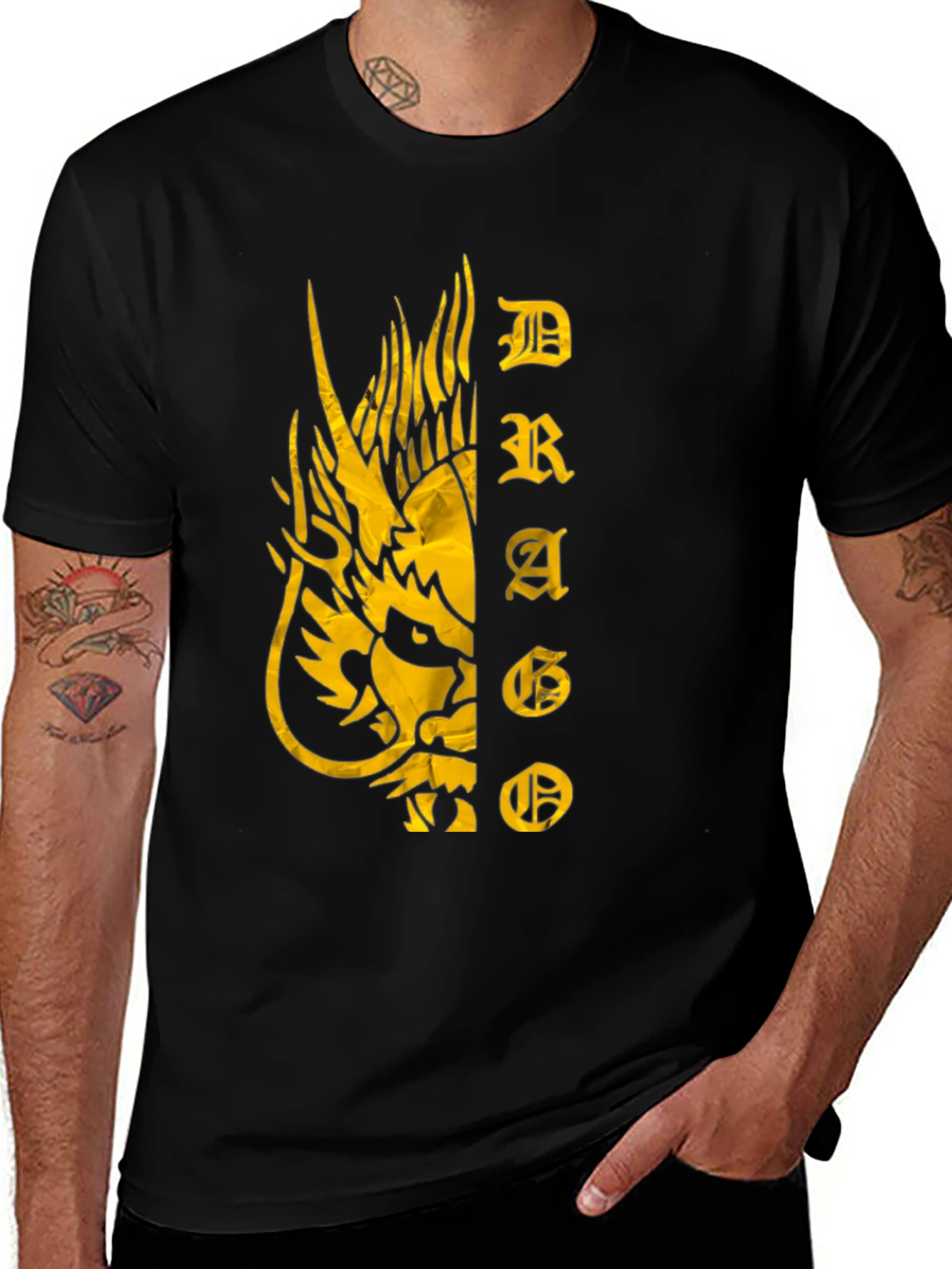 Dragon Graphic Print T-Shirt - Black Tee