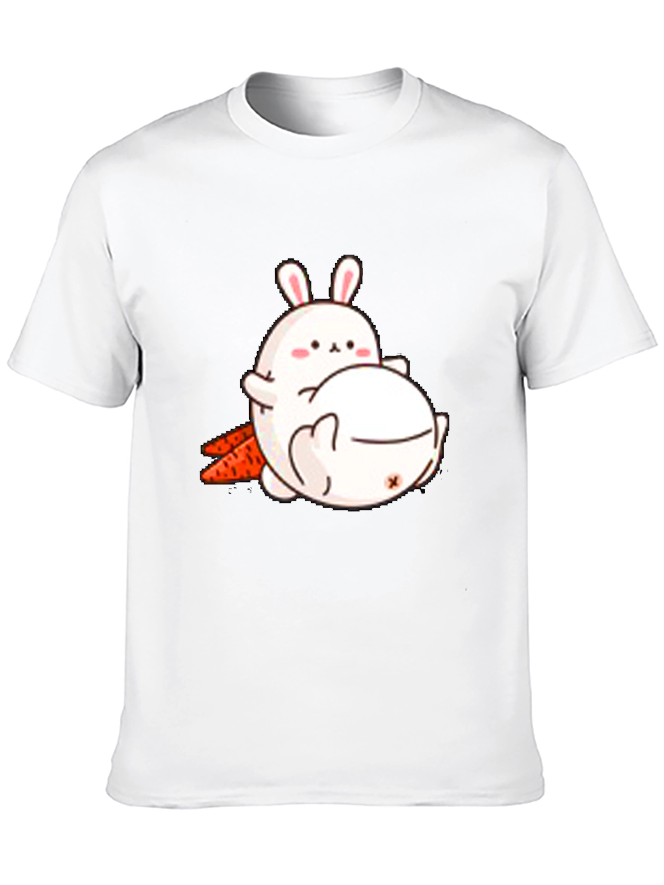 Cute Cartoon Bunny T-Shirt - Black Cotton
