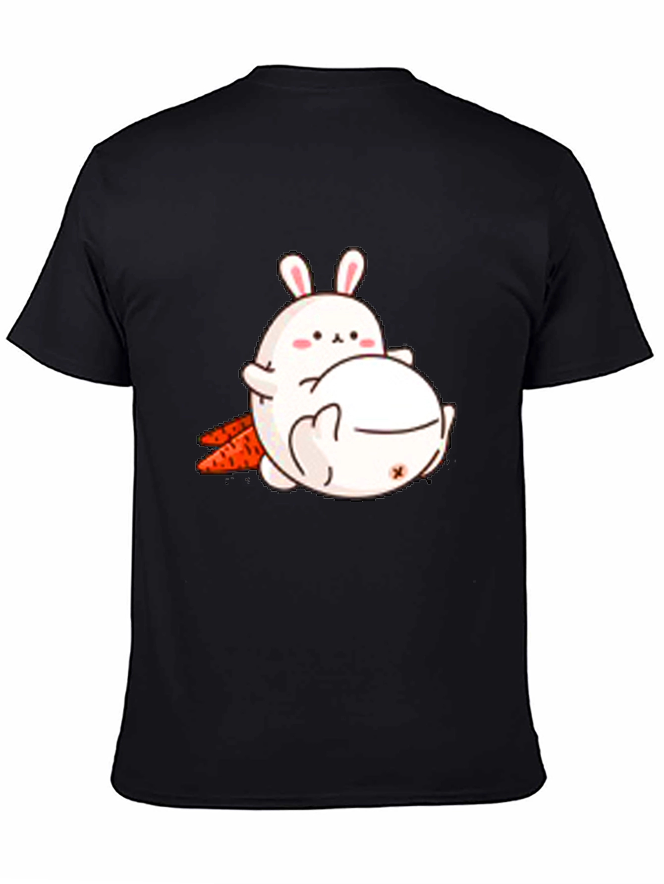 Cute Cartoon Bunny T-Shirt - Black Cotton