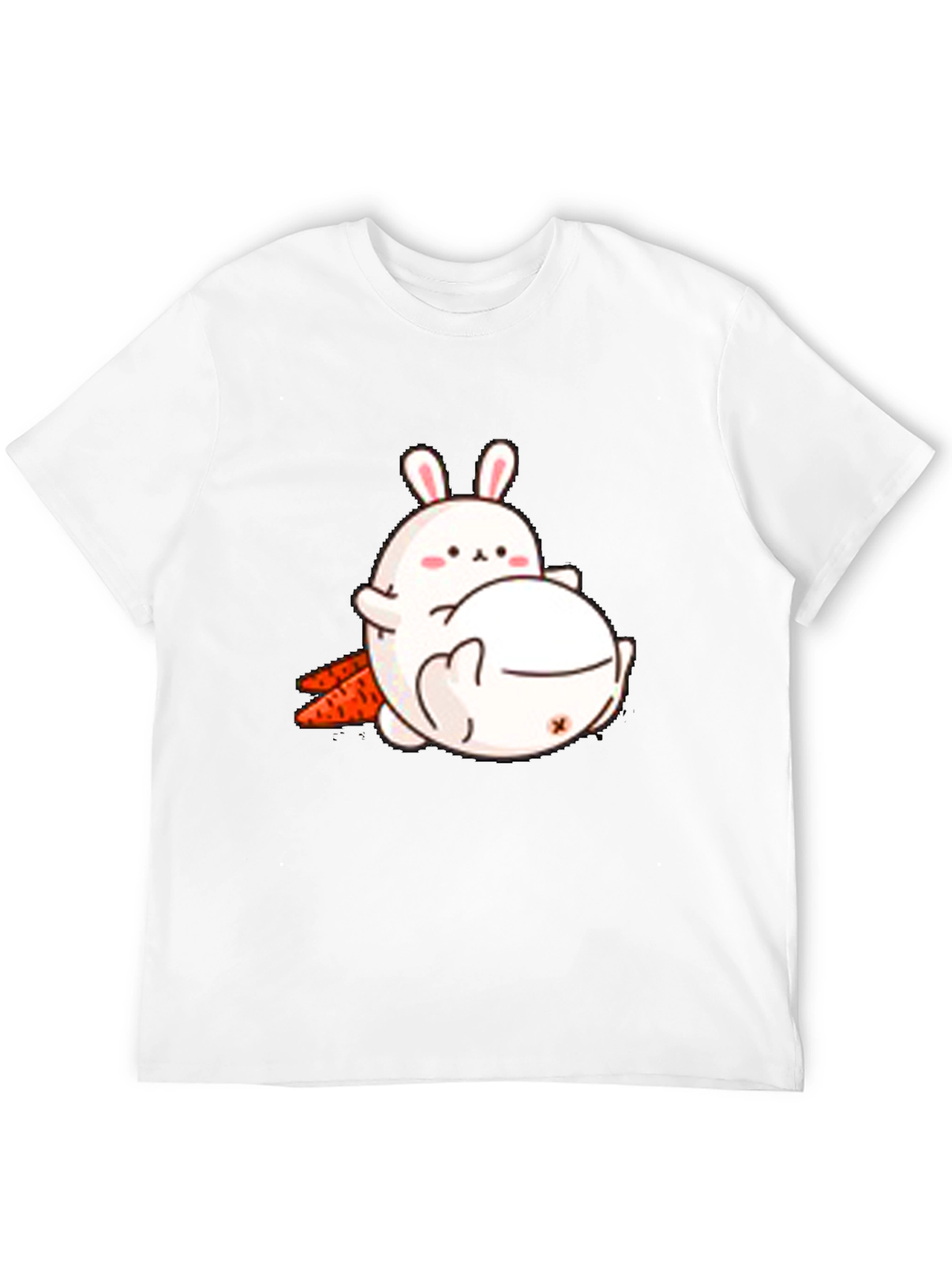 Cute Cartoon Bunny T-Shirt - Black Cotton