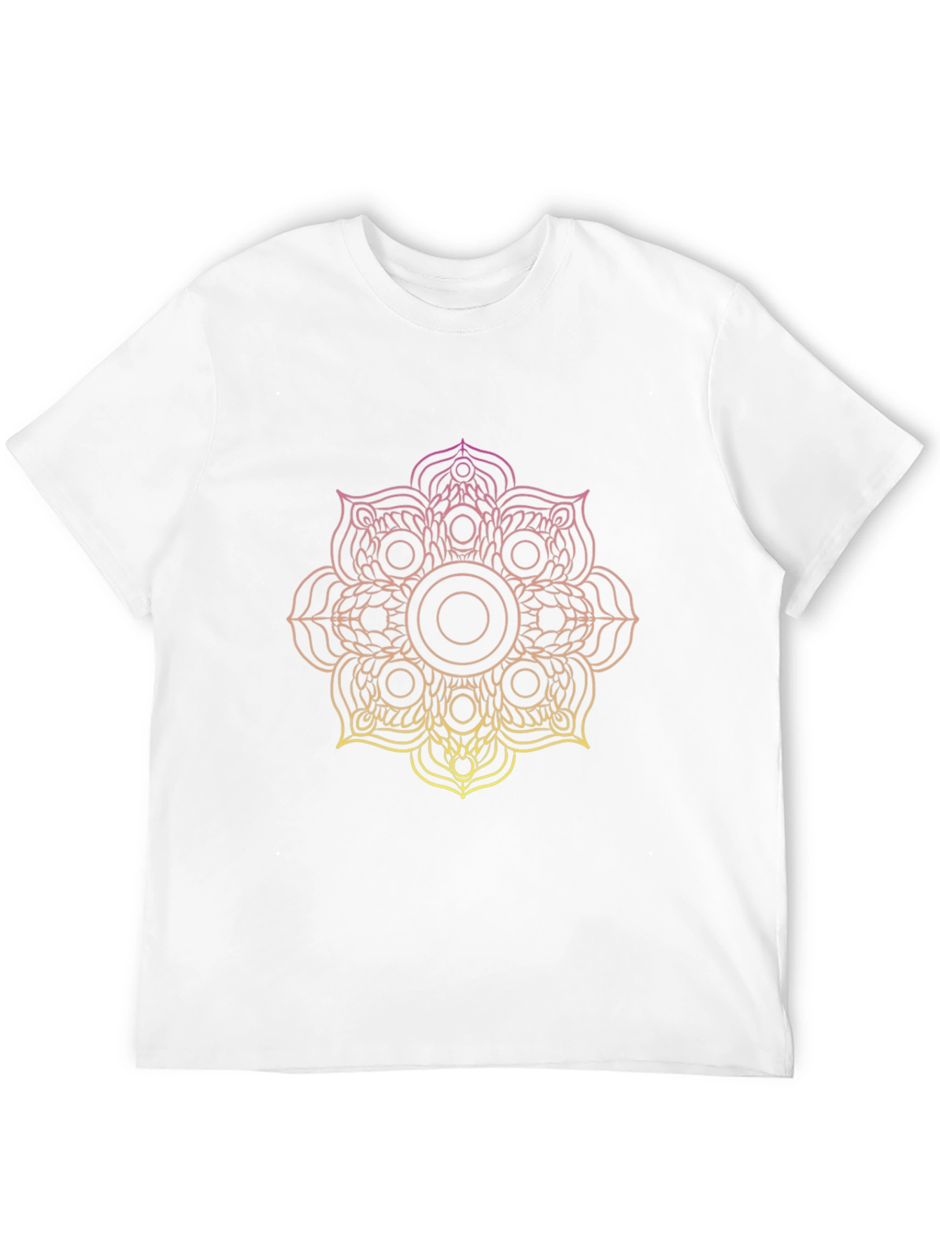 Black T-Shirt with Gradient Mandala Design
