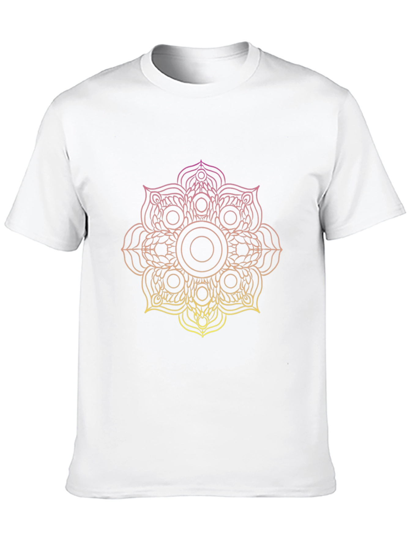 Black T-Shirt with Gradient Mandala Design