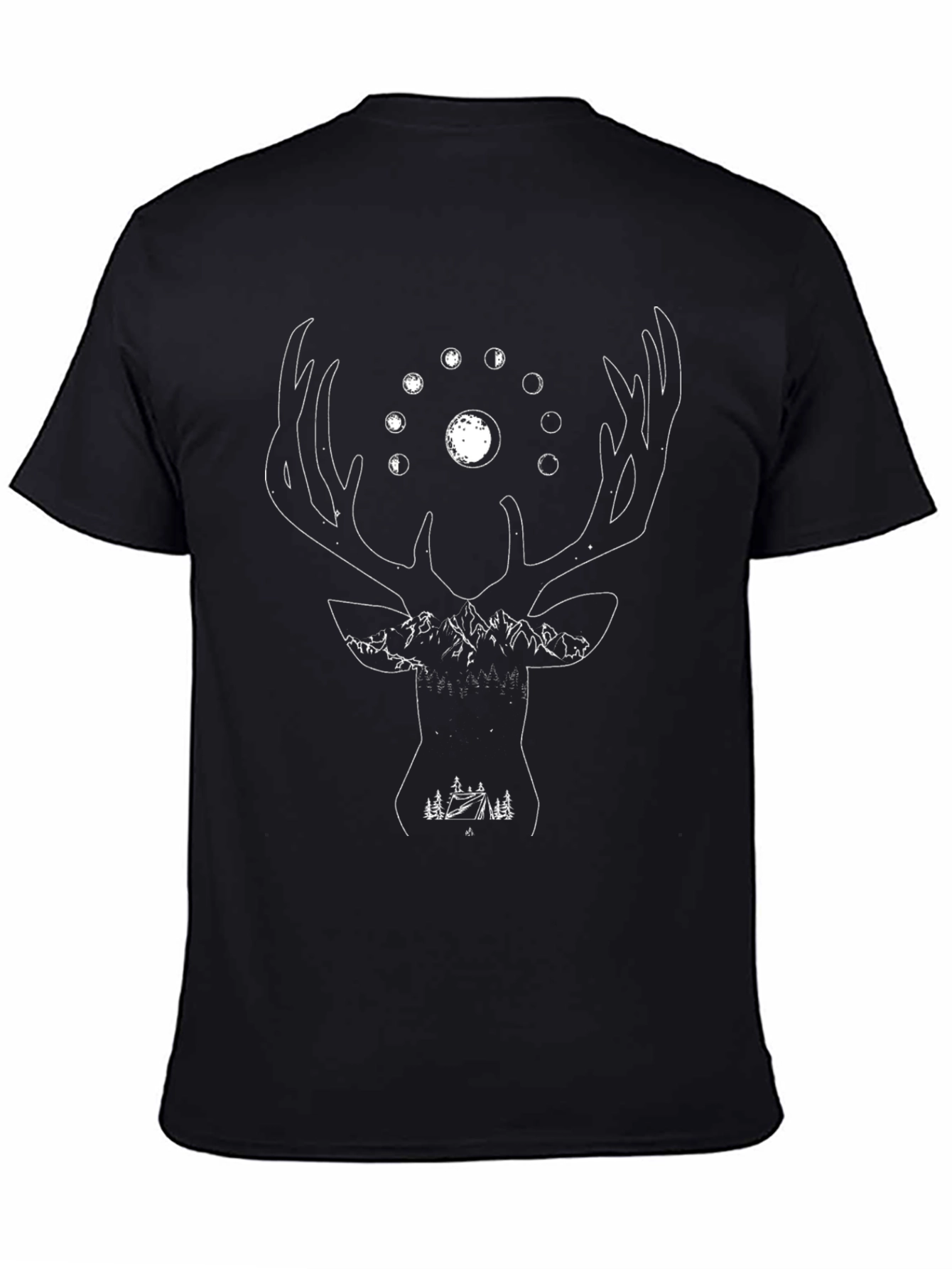 Nature Deer Graphic Tee - Moon Phases Camping Shirt