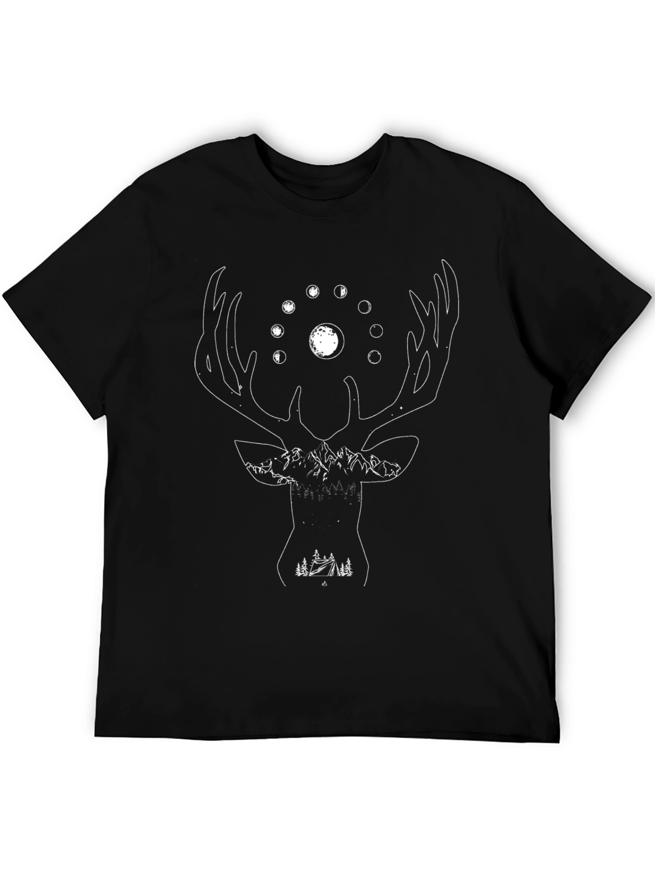 Nature Deer Graphic Tee - Moon Phases Camping Shirt