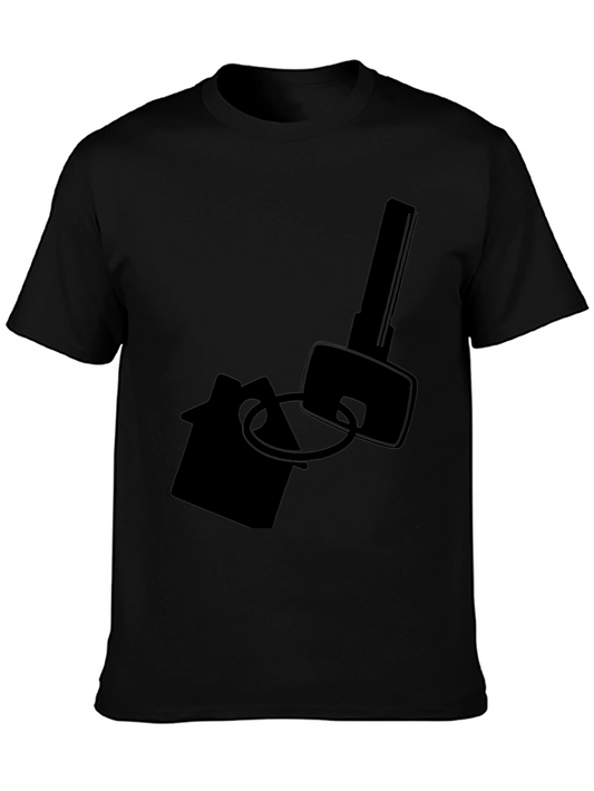 Home Key Graphic Tee - Black Cotton T-Shirt