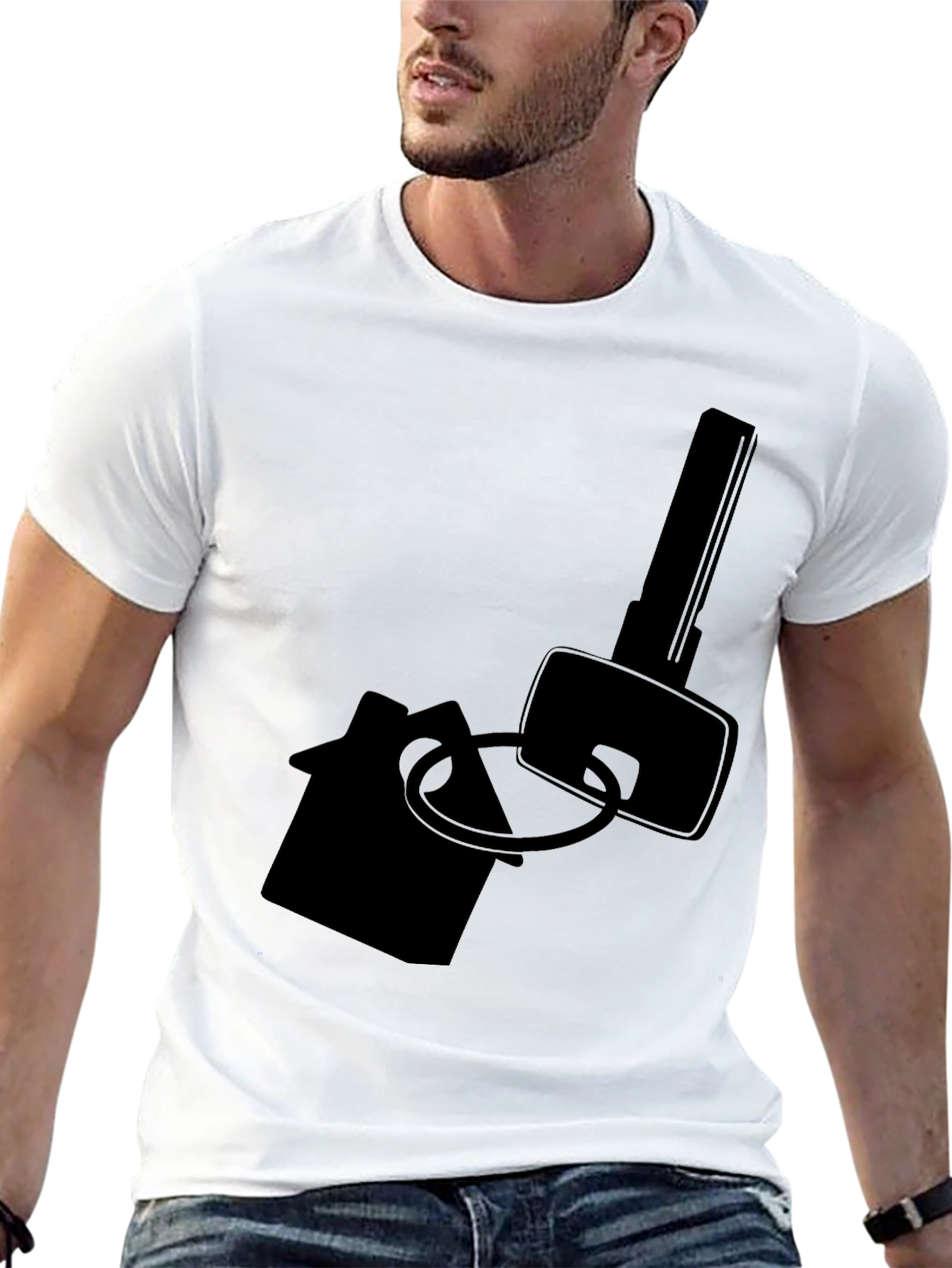Home Key Graphic Tee - Black Cotton T-Shirt