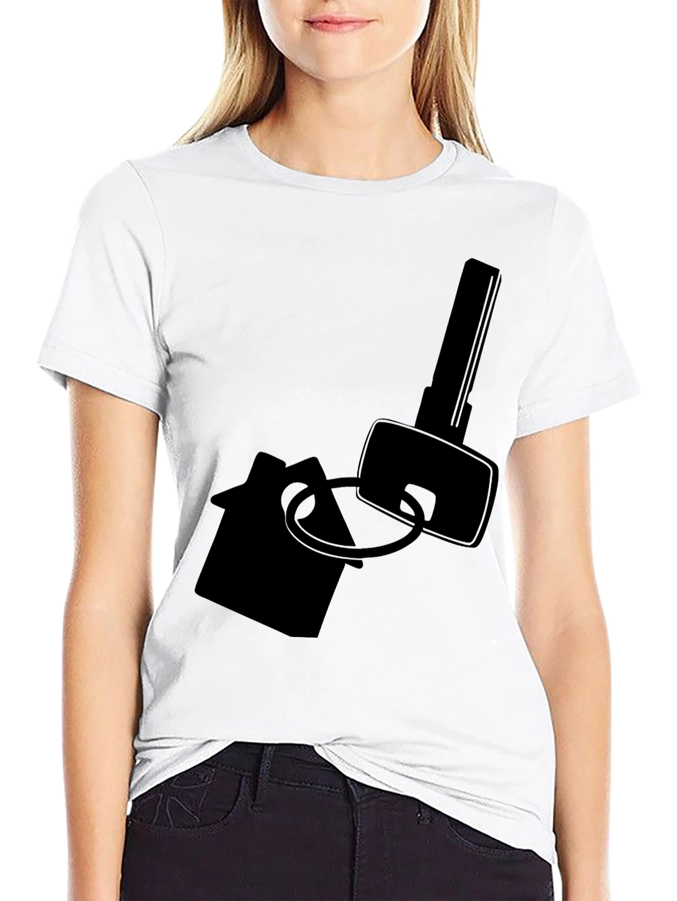 Home Key Graphic Tee - Black Cotton T-Shirt