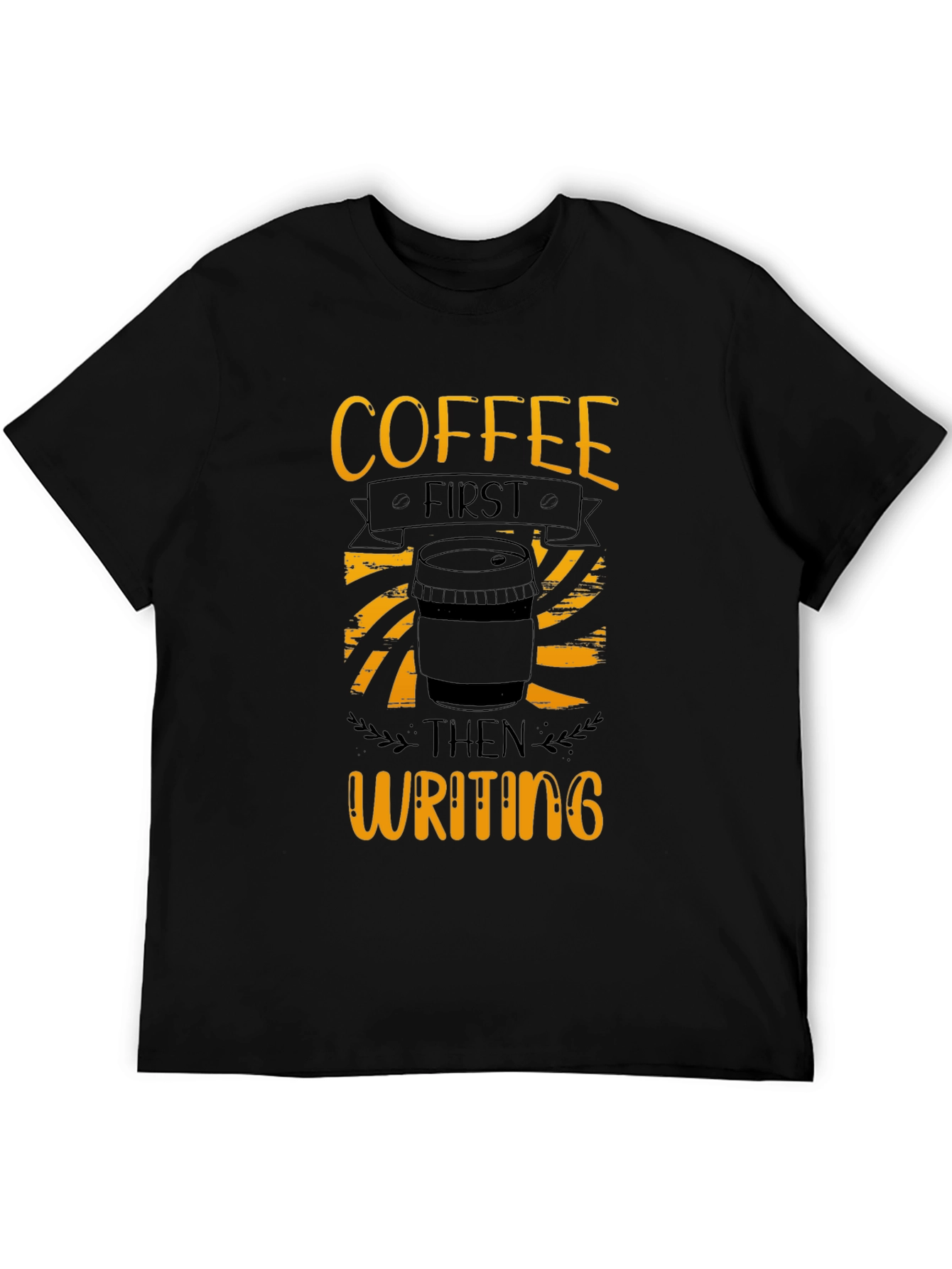 Coffee First Writing T-Shirt - Black