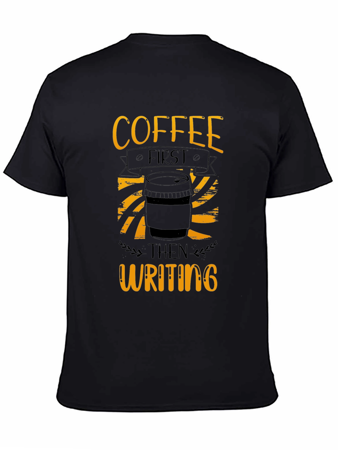 Coffee First Writing T-Shirt - Black