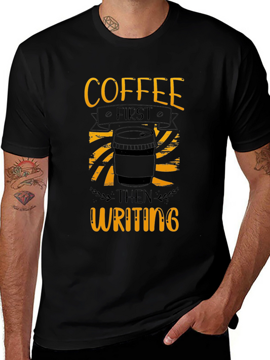 Coffee First Writing T-Shirt - Black
