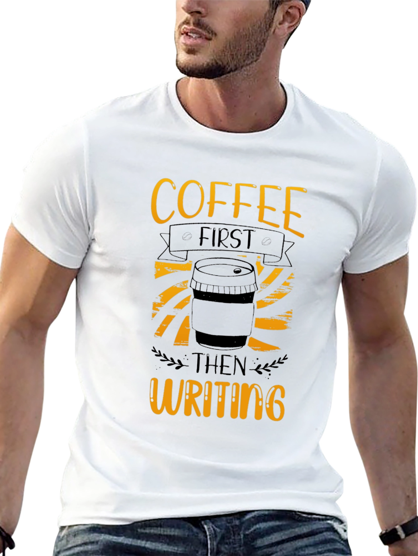 Coffee First Writing T-Shirt - Black