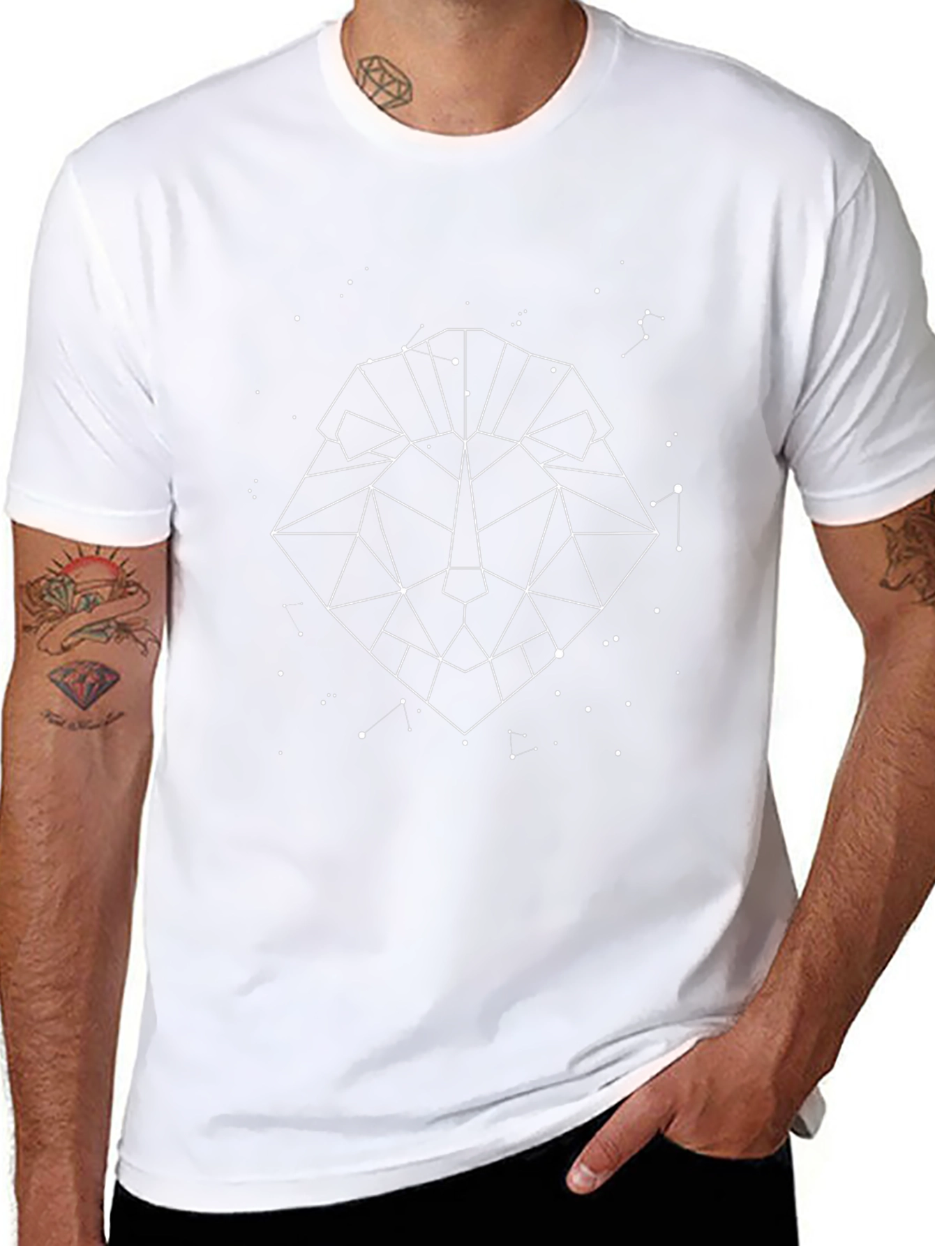 Geometric Lion Constellation Graphic Tee