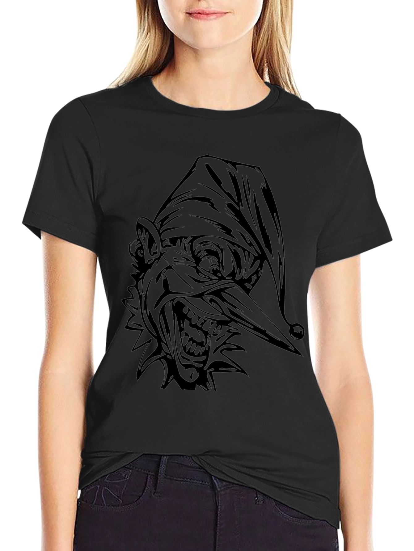 Creepy Jester Graphic T-Shirt - Black