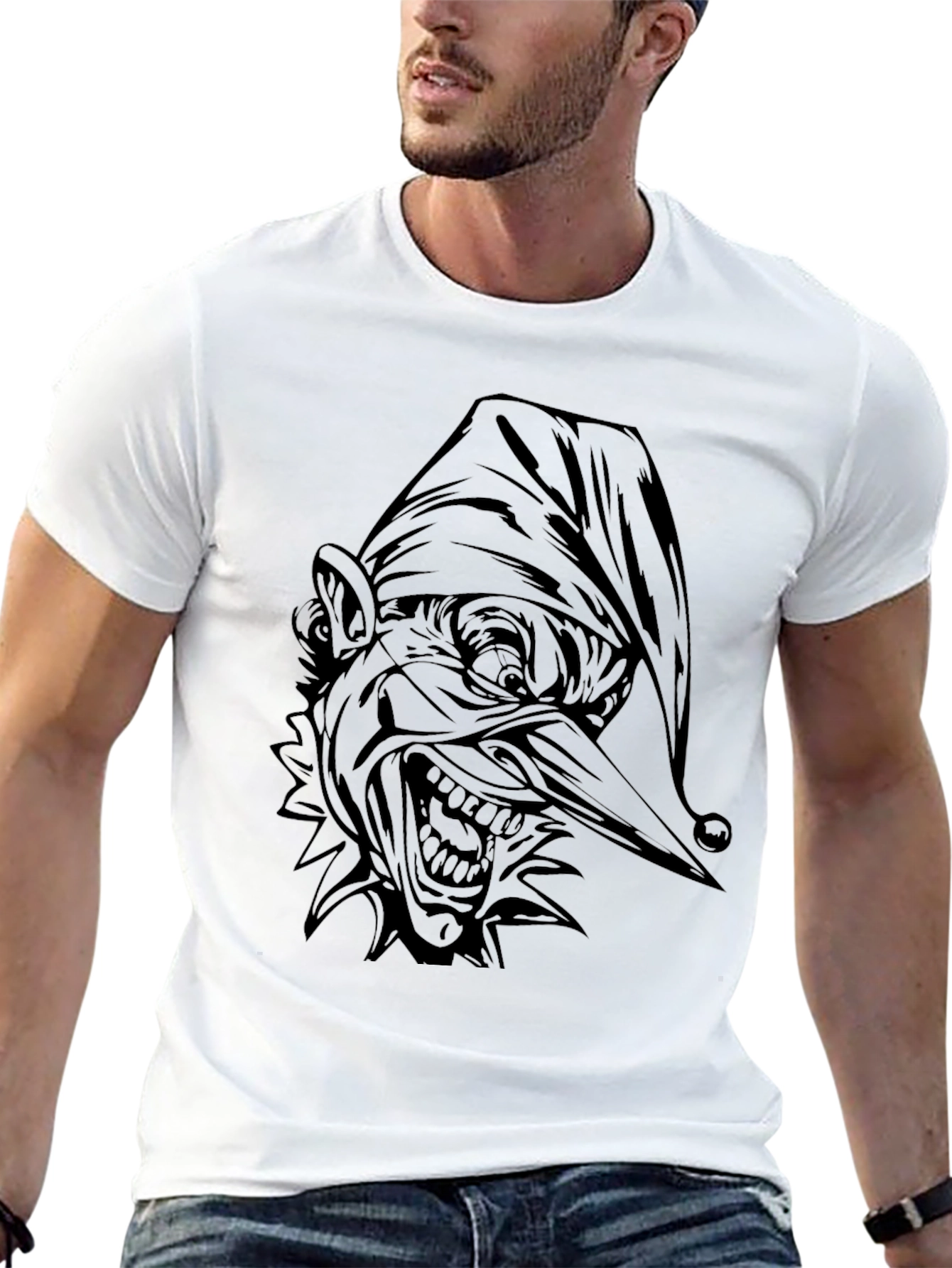 Creepy Jester Graphic T-Shirt - Black