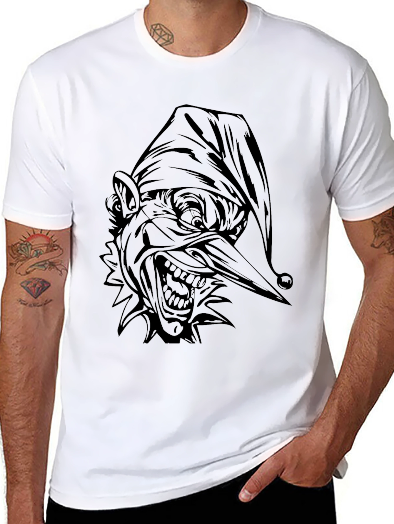 Creepy Jester Graphic T-Shirt - Black
