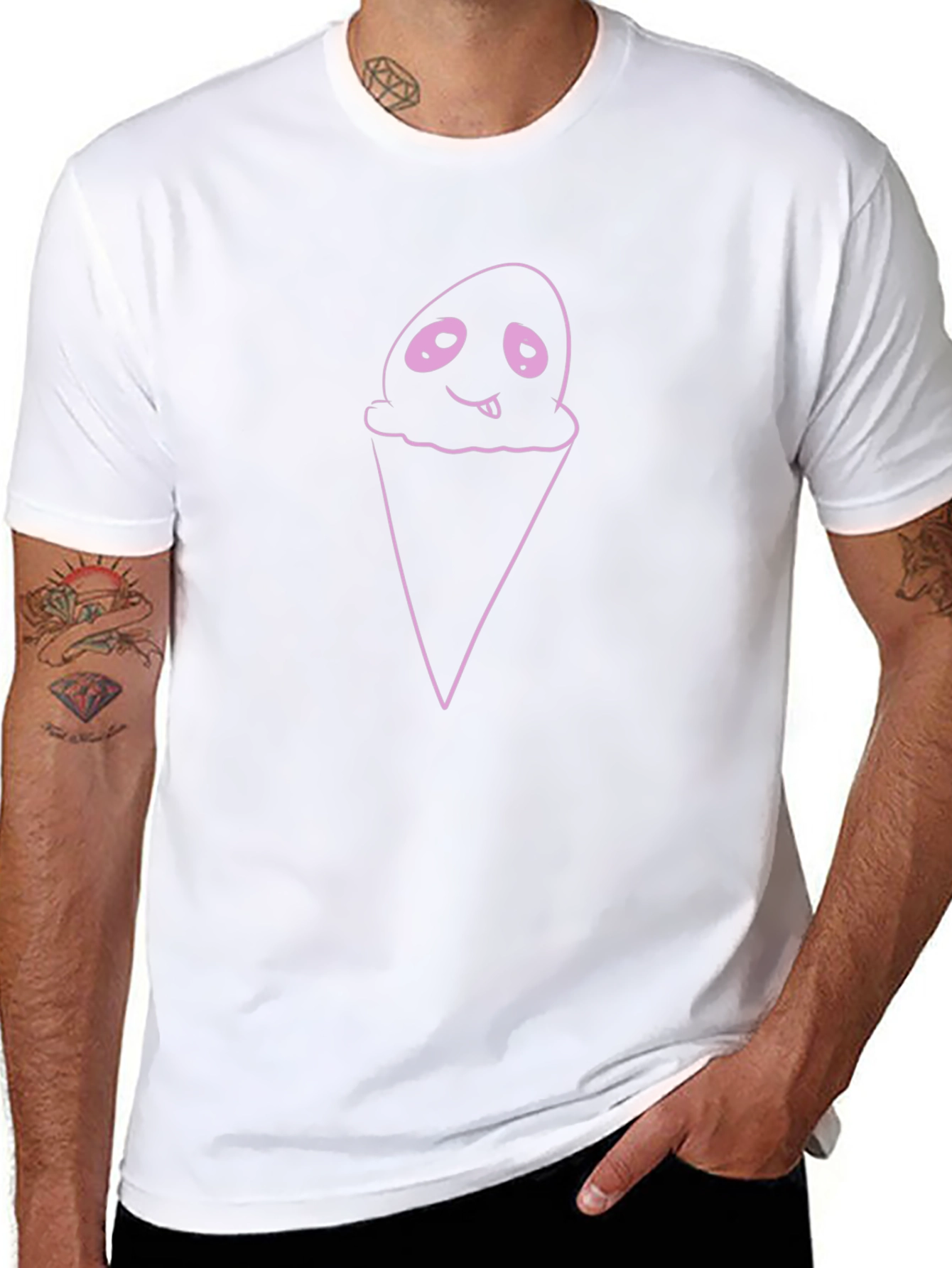 Ghostly Ice Cream Graphic Tee - Mens Black T-Shirt