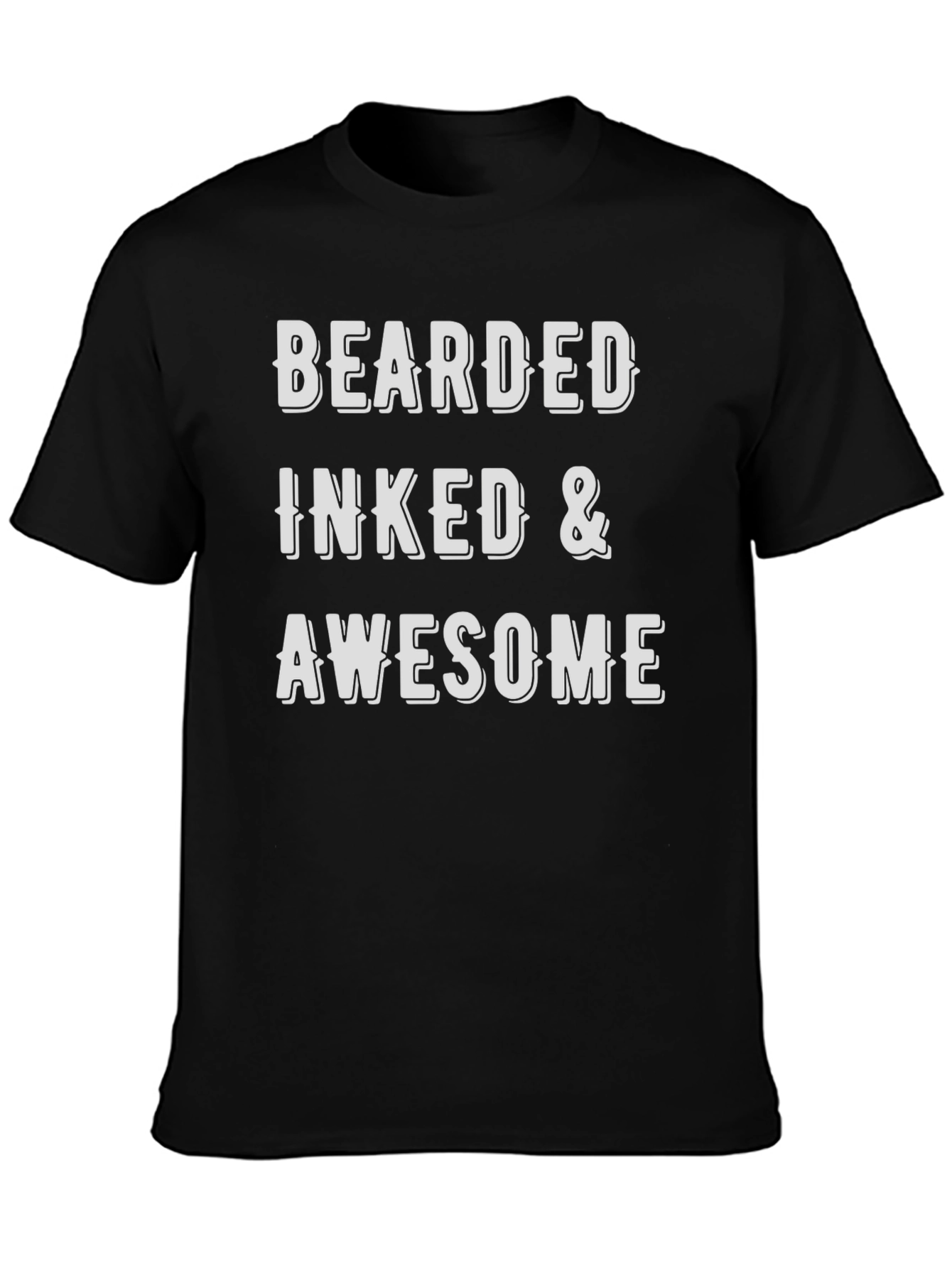 Bearded Inked & Awesome Mens Black Graphic T-Shirt