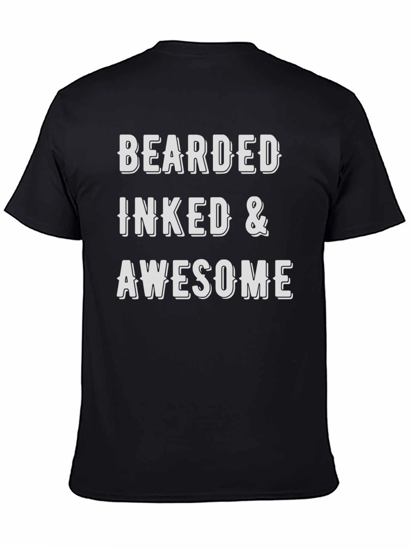 Bearded Inked & Awesome Mens Black Graphic T-Shirt