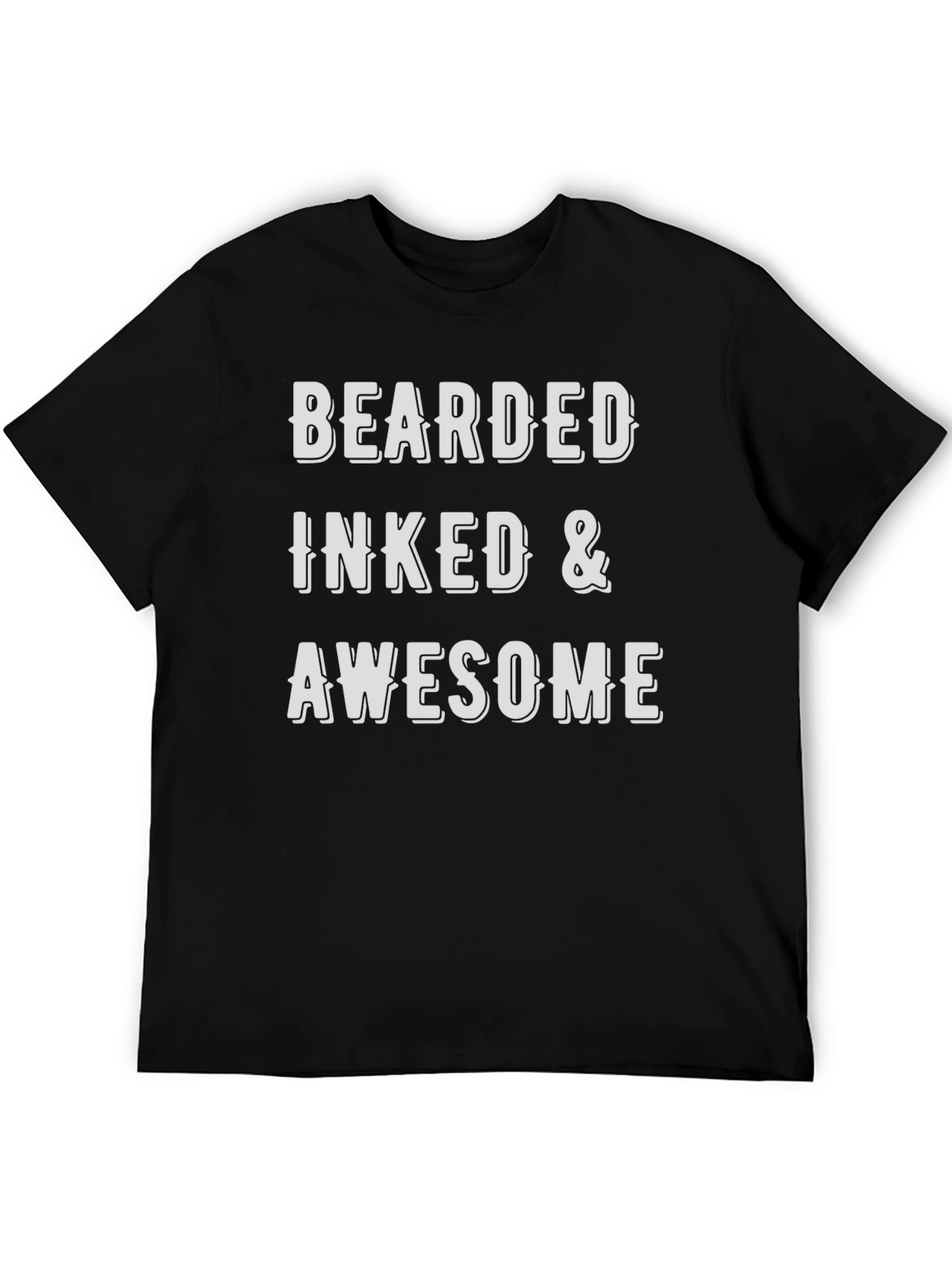 Bearded Inked & Awesome Mens Black Graphic T-Shirt