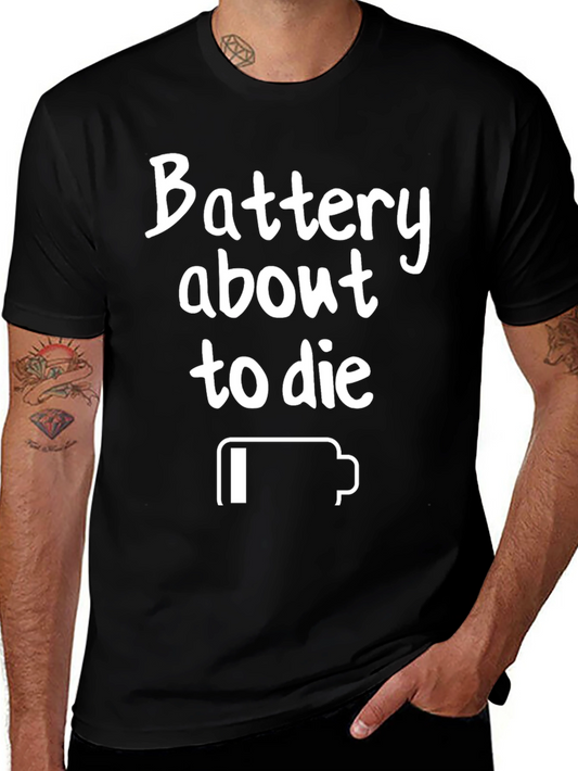 Funny Battery Low T-Shirt - Novelty Humor Tee