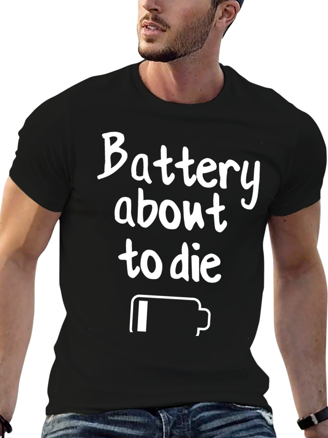 Funny Battery Low T-Shirt - Novelty Humor Tee