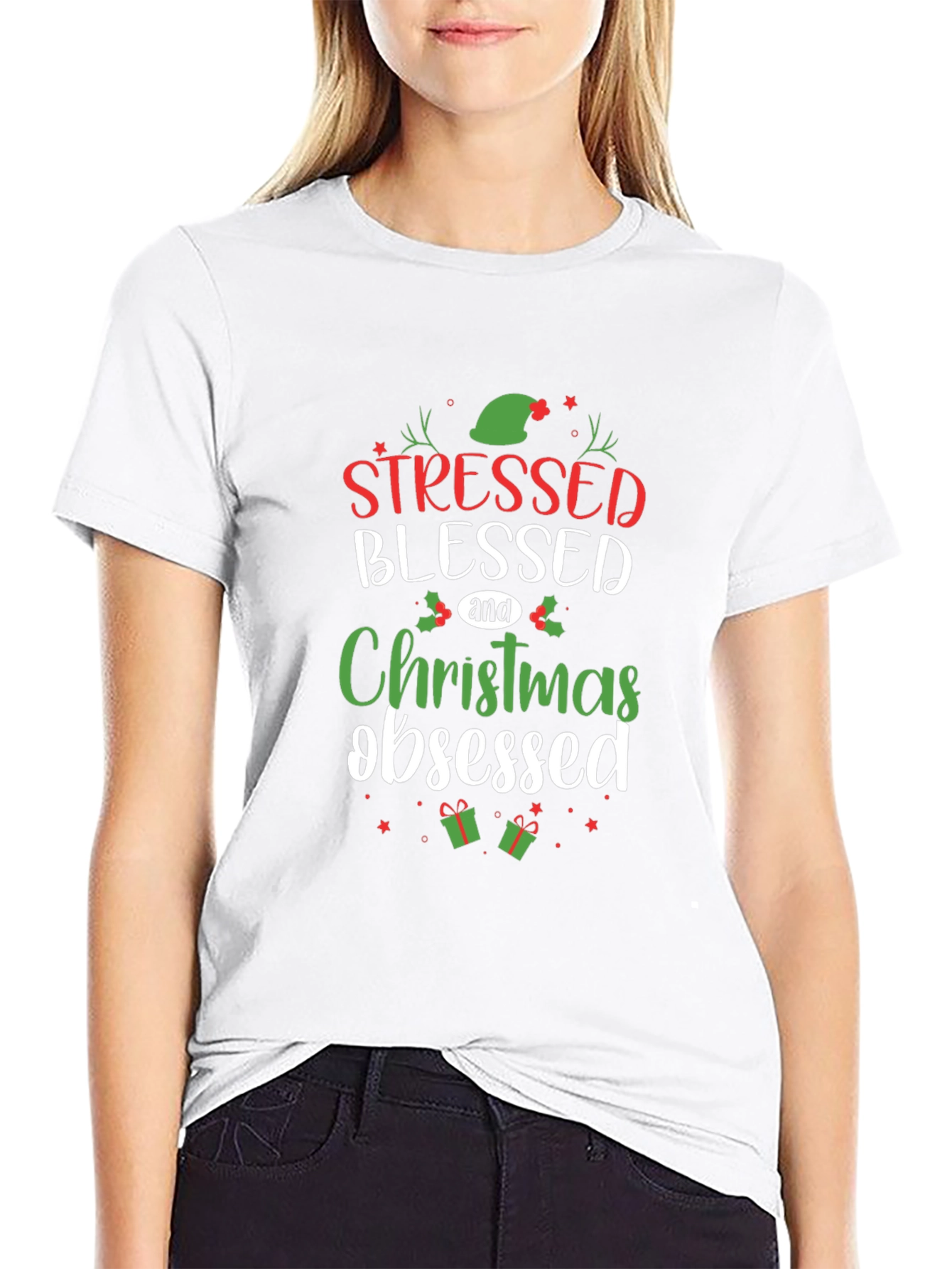 Stressed Blessed Christmas Obsessed Graphic Tee