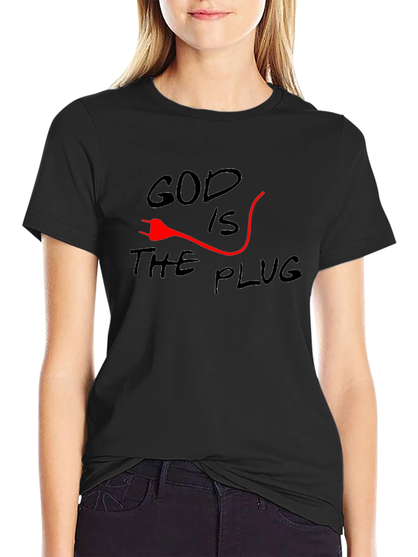 God is the Plug Graphic T-Shirt - Black
