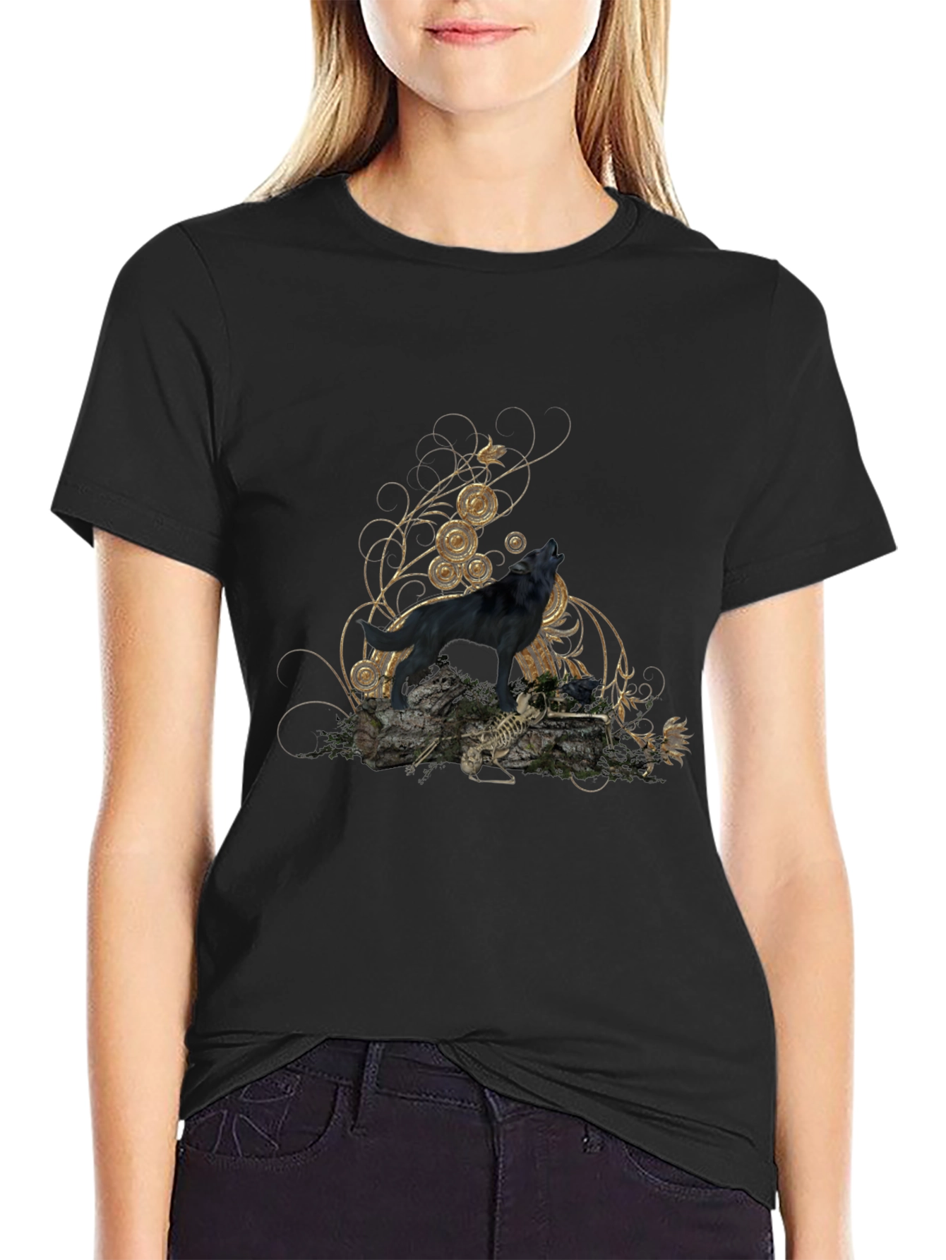 Black Wolf Graphic Tee - Mens Fashion
