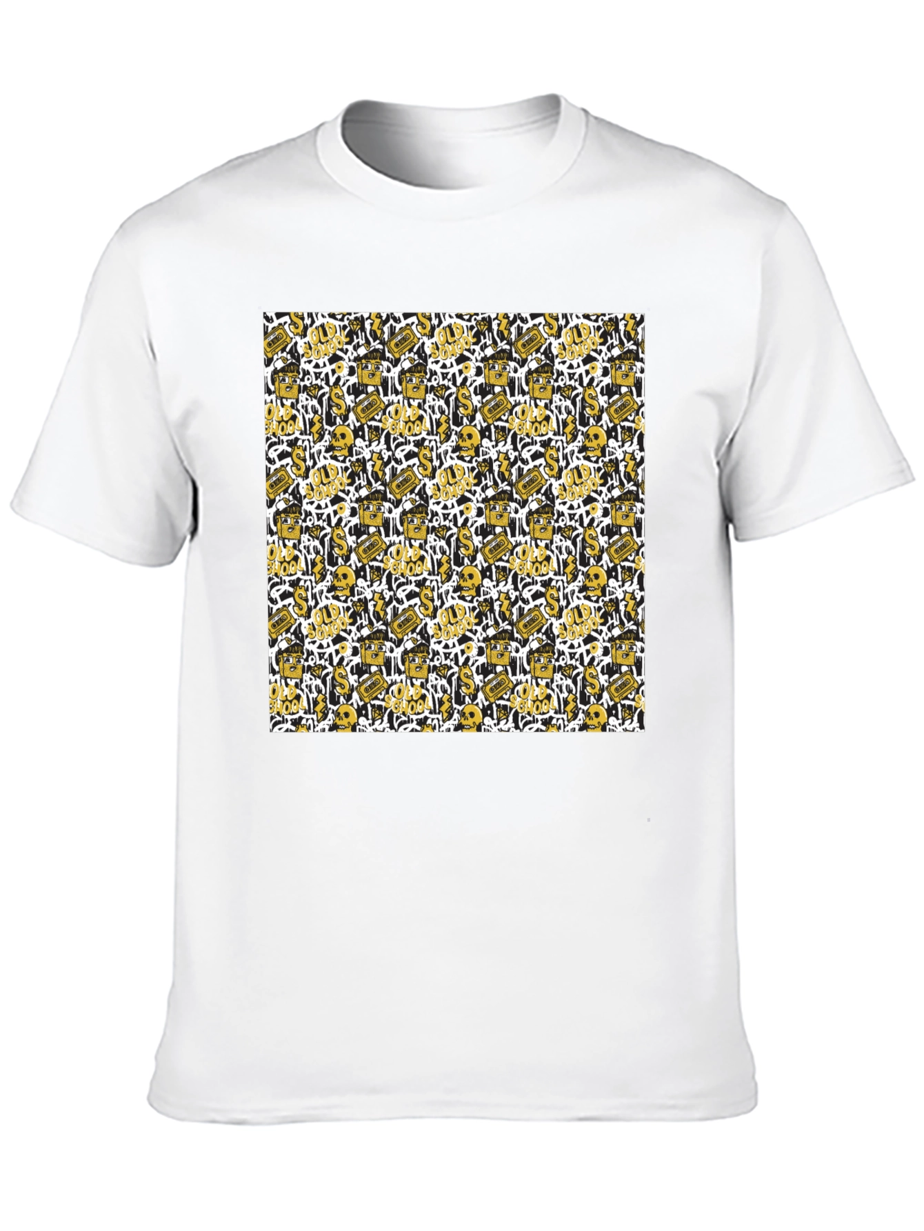 Gold Patterned Black T-Shirt